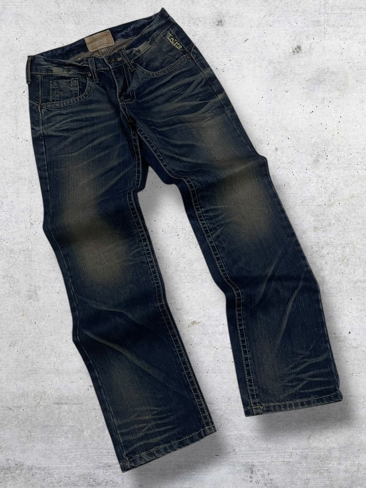 Tornado Mart 1990S LOLITA JAPAN DESIGNER SKULL ART MUDWASH ICONIC DENIM Size US 28 / EU 44 - 2 Thumbnail