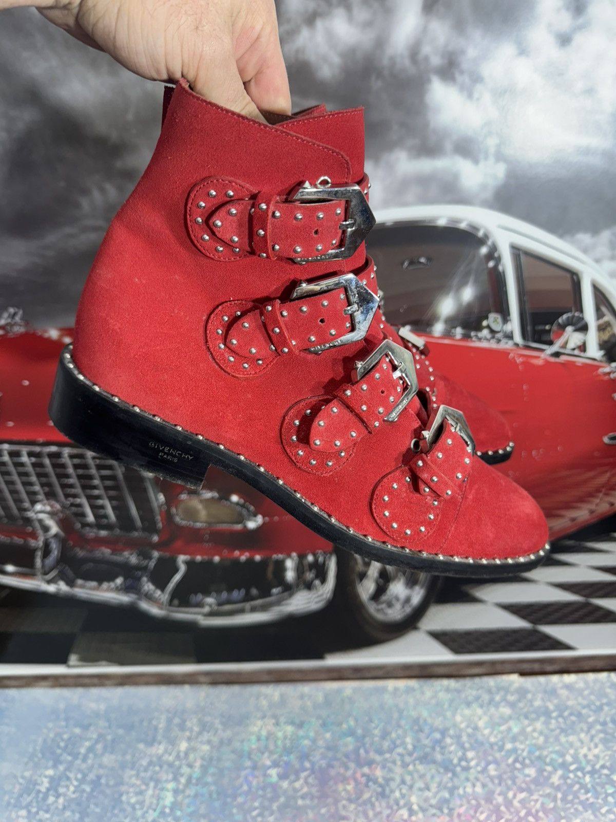 Givenchy GIVENCHY Women’s Boots – Red Leather Ankle Boots Size US 10 / IT 40 - 1 Thumbnail