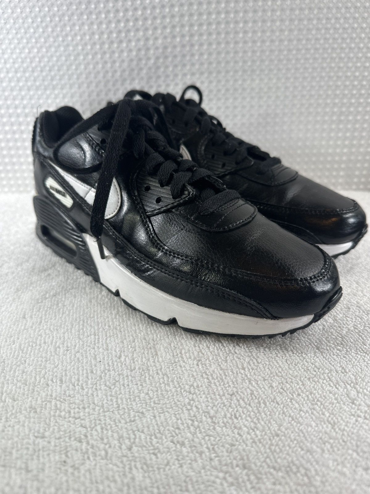 Nike Nike Air Max 90 Leather Black White Sneakers Athletic Shoes Size US 7.5 / IT 37.5 - 1 Thumbnail