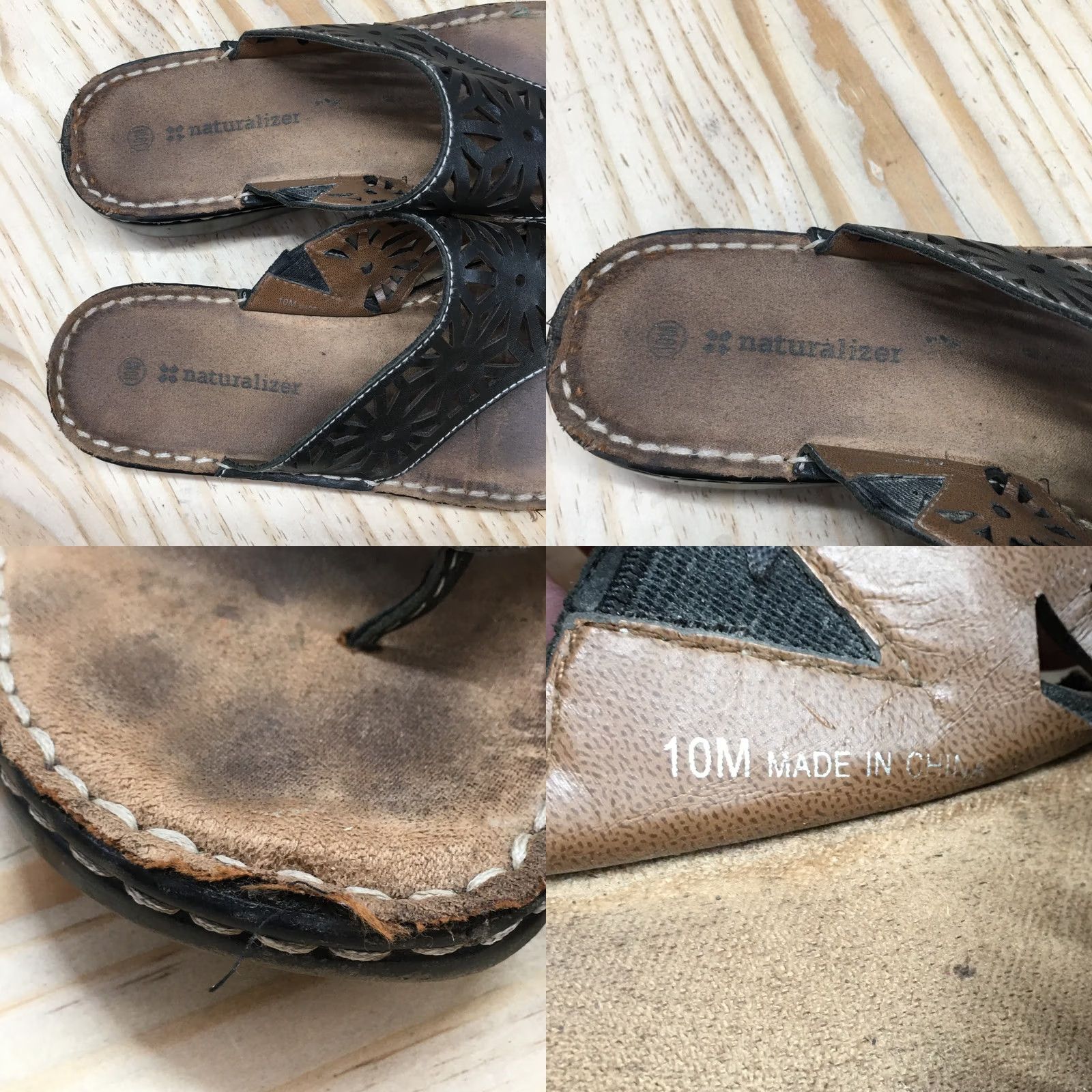 Naturalizer Naturalizer Sandals Women 10M Black Leather Cutout Thong Comfort Slip On Casual Shoe Cortout? Size US 10 / IT 40 - 9 Thumbnail