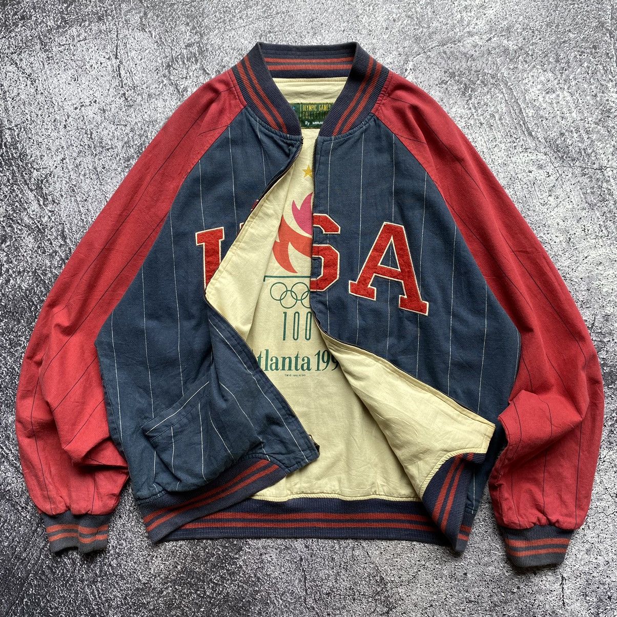 image of Mirage x USA Olympics Vintage Atlanta 1996 Olympic Games Usa Team Varsity Jacket in Navy (Size XL)