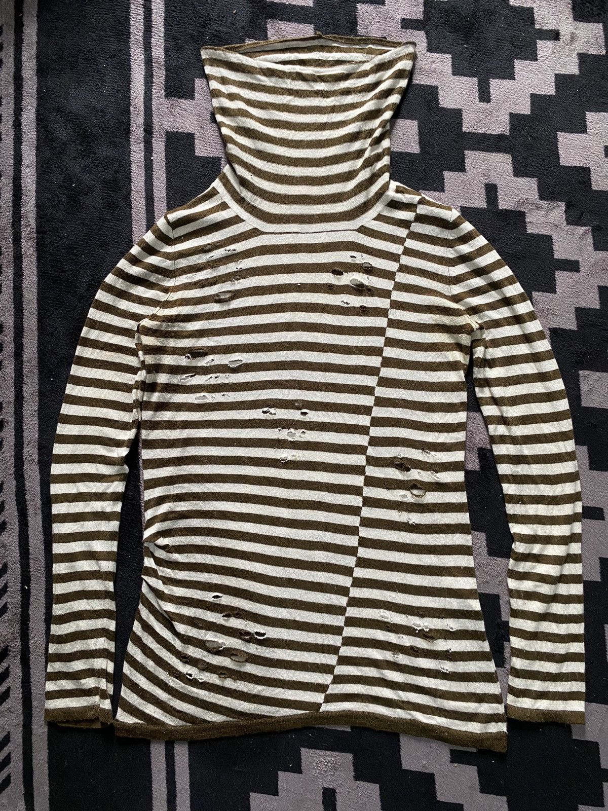 Vintage Tomboy Grunge Turtle neck striped y2k style