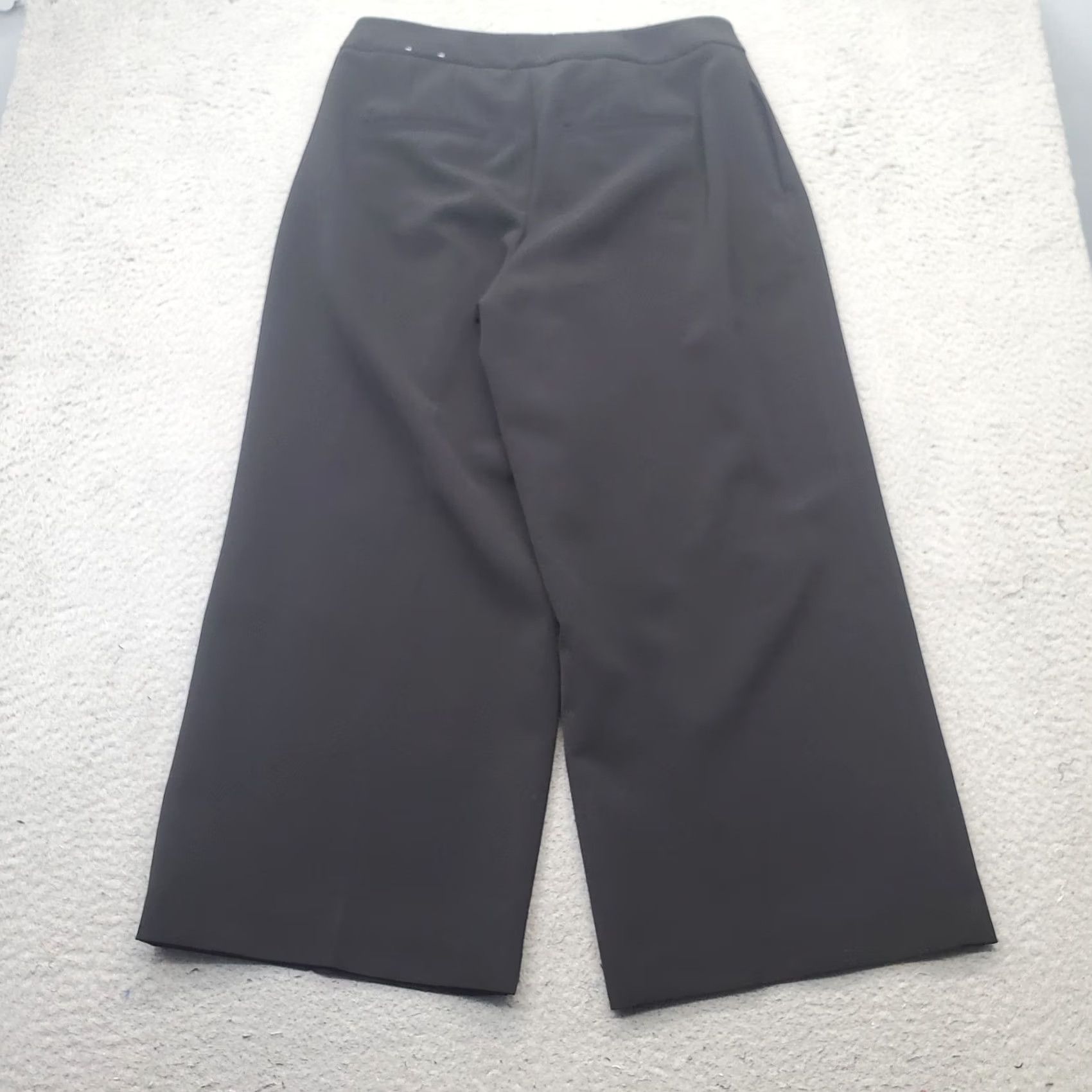 Vintage WIDE LEG Women's 10 Black Cropped Pants Wide-Leg Stretch Pleated Tie Waist Classic Fit Trousers Size 32" / US 10 / IT 46 - 2 Thumbnail