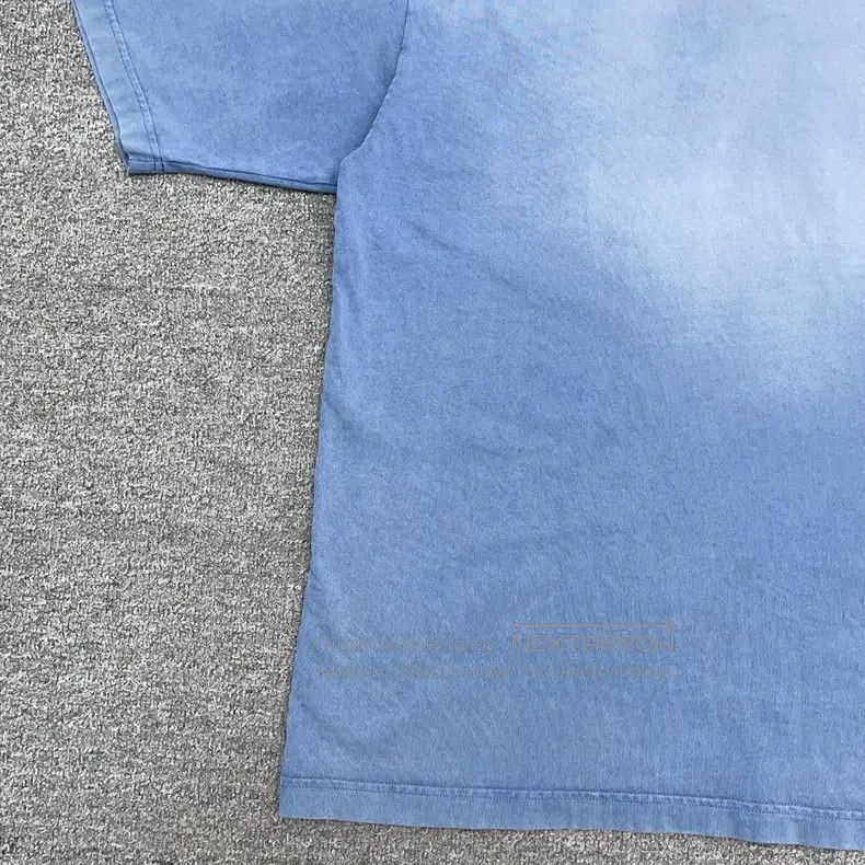 Balenciaga Balenciaga Embroidered Logo Blue Distressed Short Sleeve Size US XL / EU 56 / 4 - 5 Thumbnail