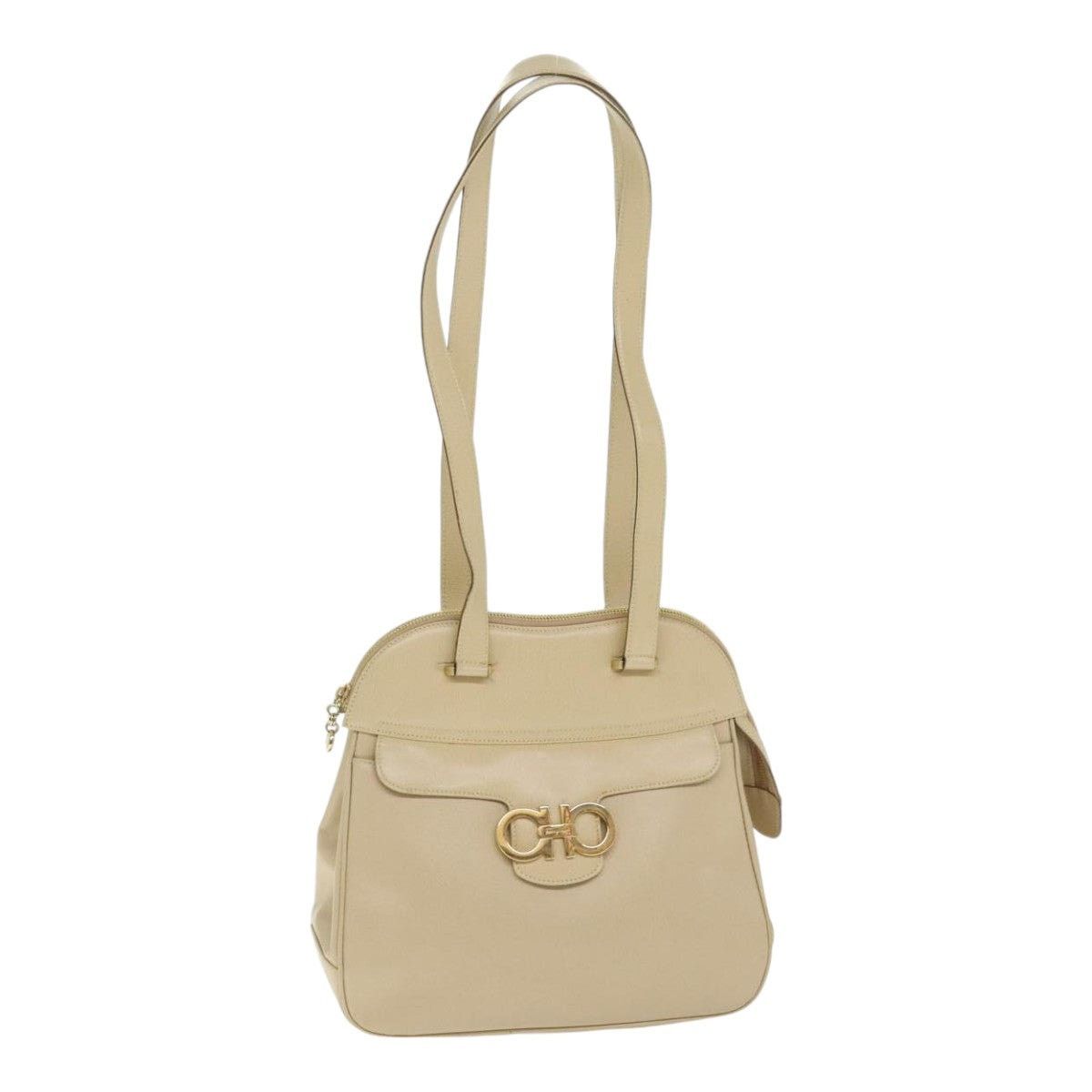 Salvatore Ferragamo Salvatore Ferragamo Gancini Shoulder Bag Leather Beige Gold Size ONE SIZE - 1 Thumbnail