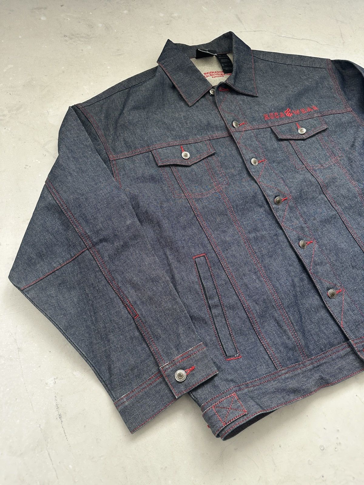 Rocawear × Vintage RocaWear oversized raw denim jacket embroidered logo Size US XL / EU 56 / 4 - 6 Thumbnail