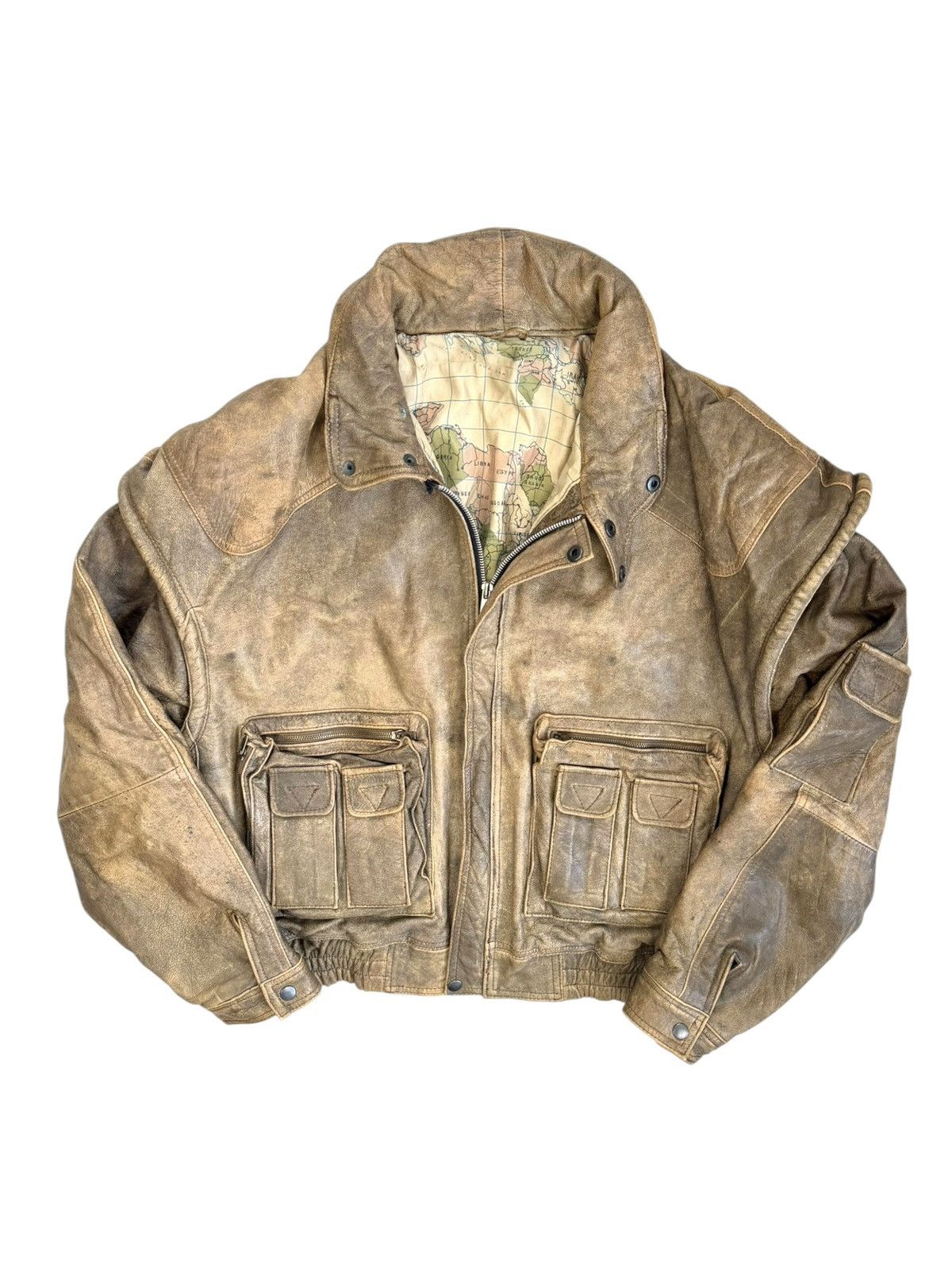 Vintage Faded Leather Jacket Avantgarde Diesel Avirex style