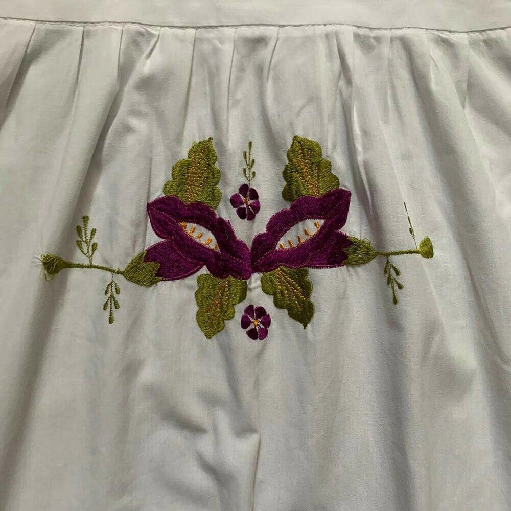 Designer Pre Owned Mexican White Hand Made Embroidered Dress L Size L / US 10 / IT 46 - 5 Thumbnail
