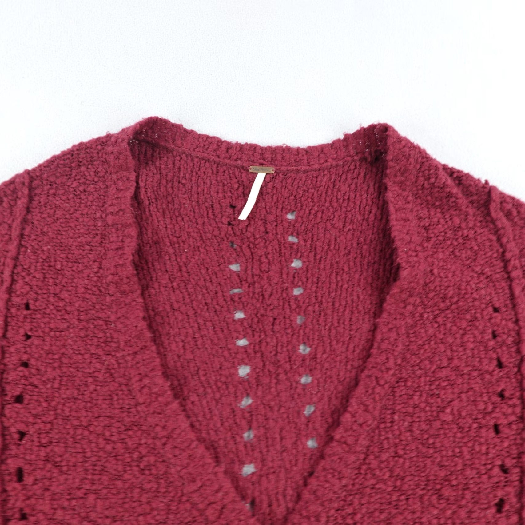 Free People VINTAGE Free People Women Sweater Cardigan Long Sleeve Casual Bohemian Oversized Red Small Size S / US 4 / IT 40 - 2 Thumbnail