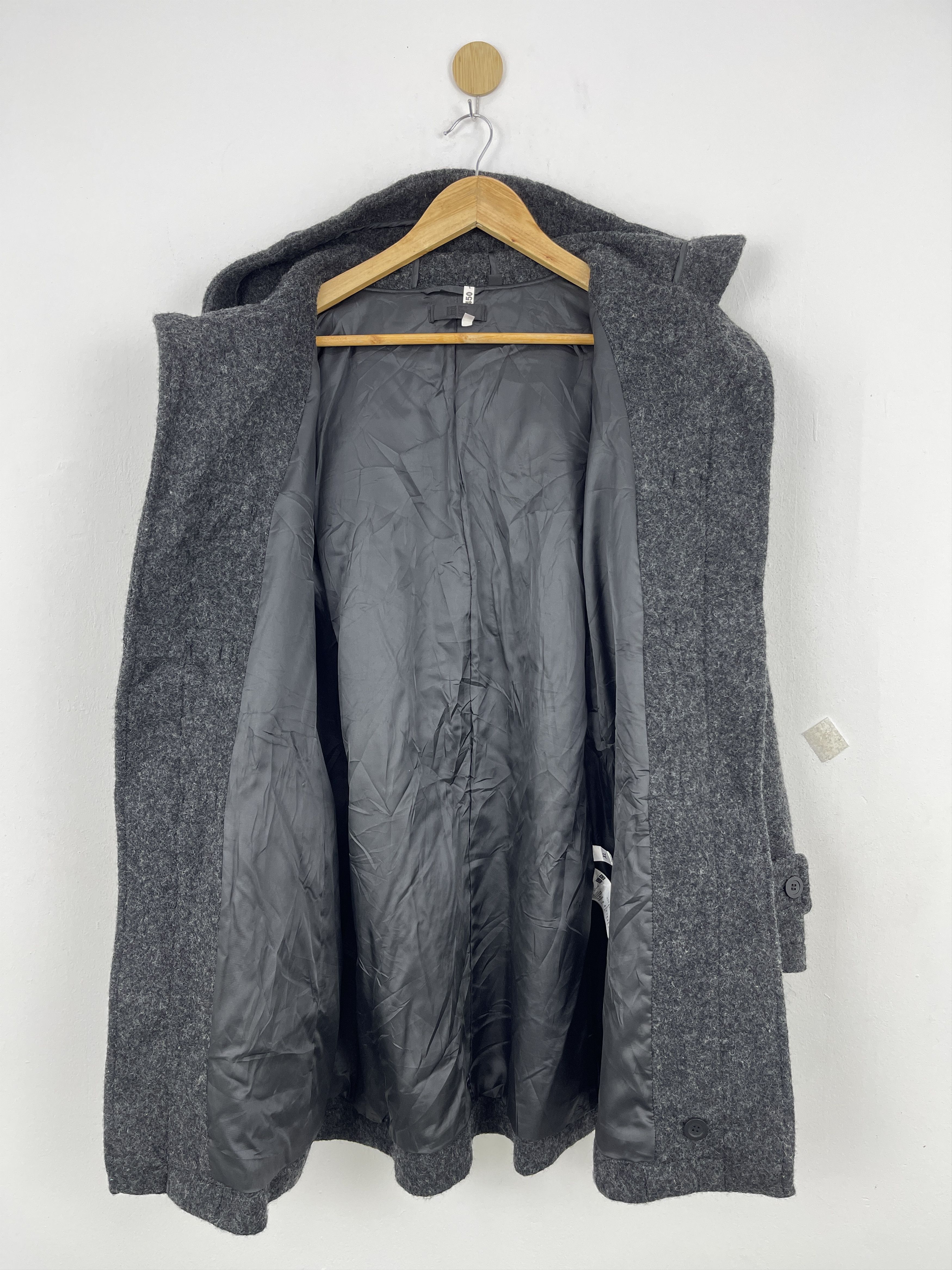 Japanese Brand Uniqlo Dark Gray Wool Cashmere Long Hooded Coat JA0088 Size US XL / EU 56 / 4 - 5 Thumbnail