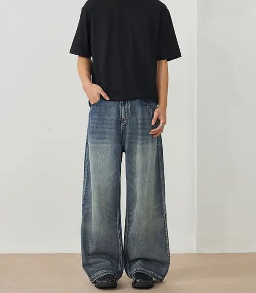 Hypebeast × Japanese Brand × Jean Pants Men's American retro loose distressed baggy jeans Size US 32 / EU 48 - 2 Thumbnail