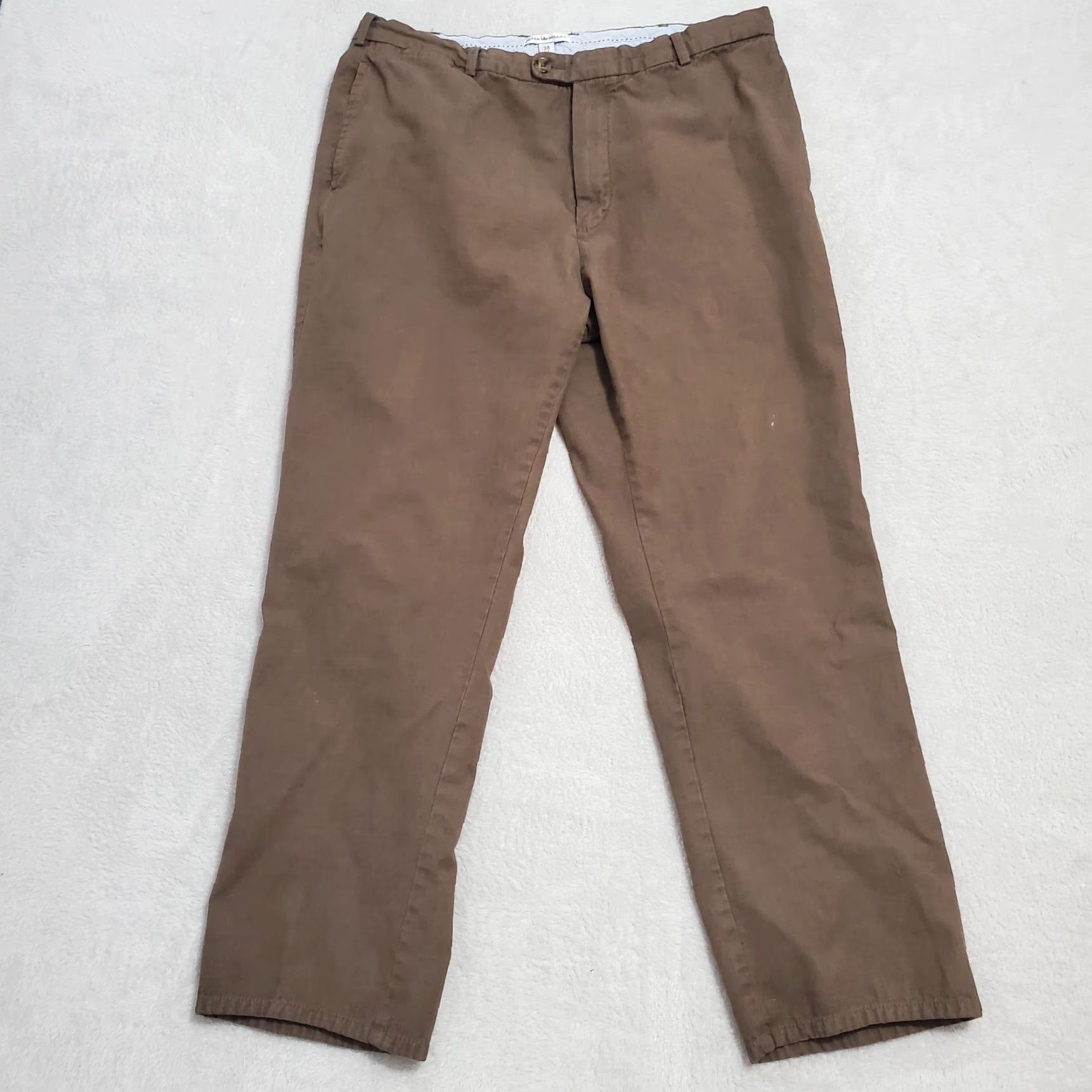 Peter Millar Peter Millar Pants Mens 38 Brown 100% Cotton Flat Front Chino 36X29 FLAW Size US 38 / EU 54 - 2 Thumbnail