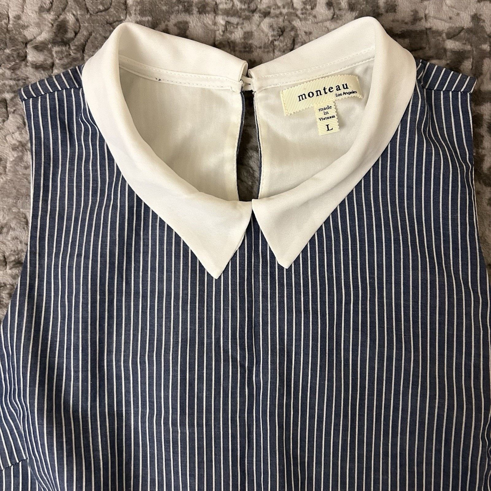 Other Monteau Los Angeles Women's White and Blue Dress Size Large Size L / US 10 / IT 46 - 6 Thumbnail