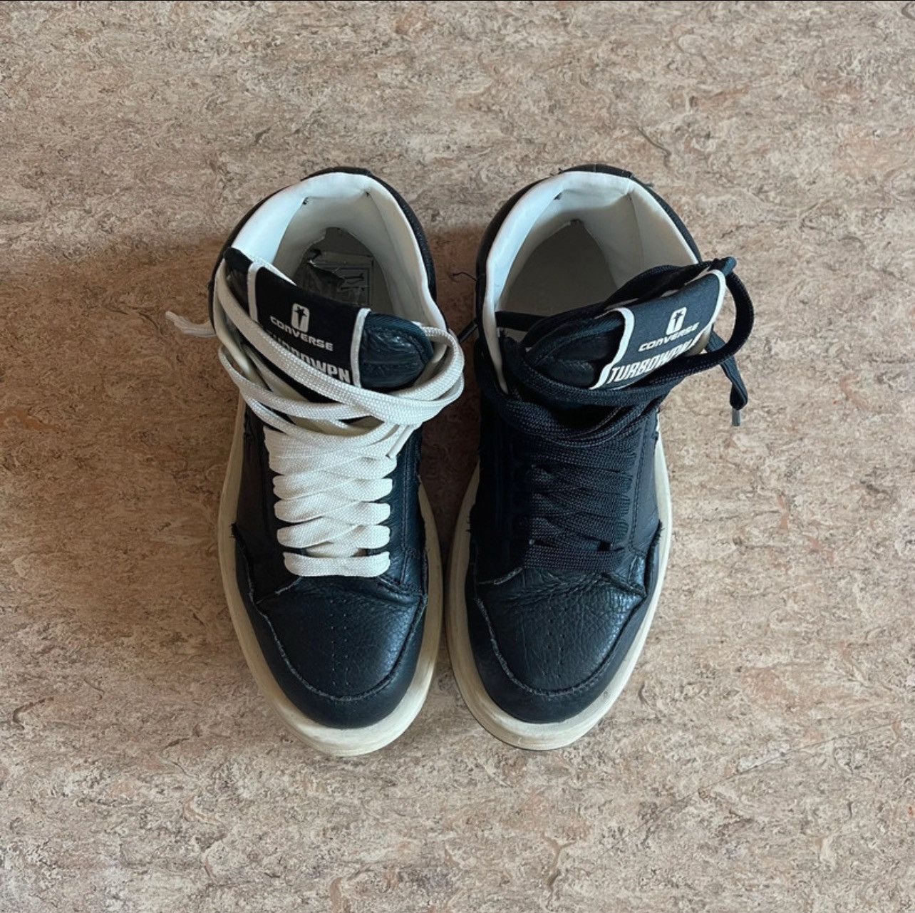 Converse × Rick Owens Drkshdw Rick Owens x Converse DRKSHDW TURBOWPN Mid Black Cloud Cream Size US 5 / EU 37 - 2 Thumbnail