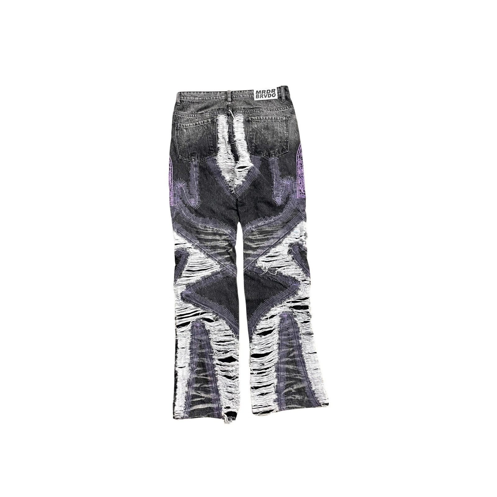 Who Decides War Who Decides War Distressed Black & Purple Jeans Size US 32 / EU 48 - 2 Thumbnail