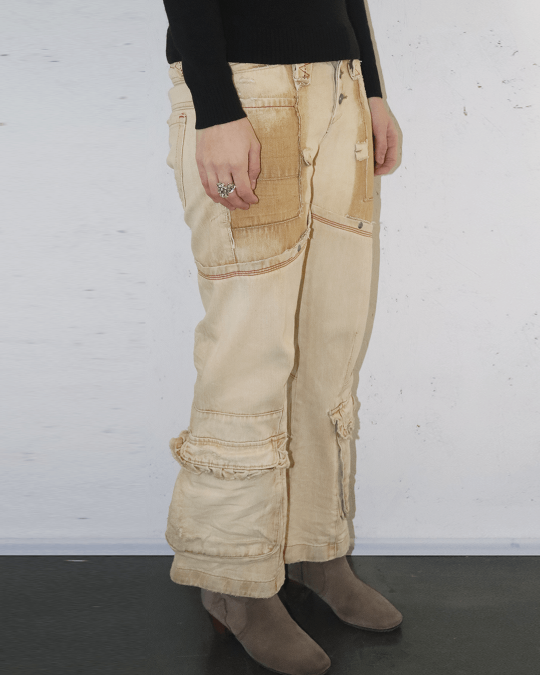 Marithe + Francois Girbaud Marithe Francois Girbaud 90s Damaged Cropped Boots Cut Pants Size 26" / US 2 / IT 38 - 3 Thumbnail