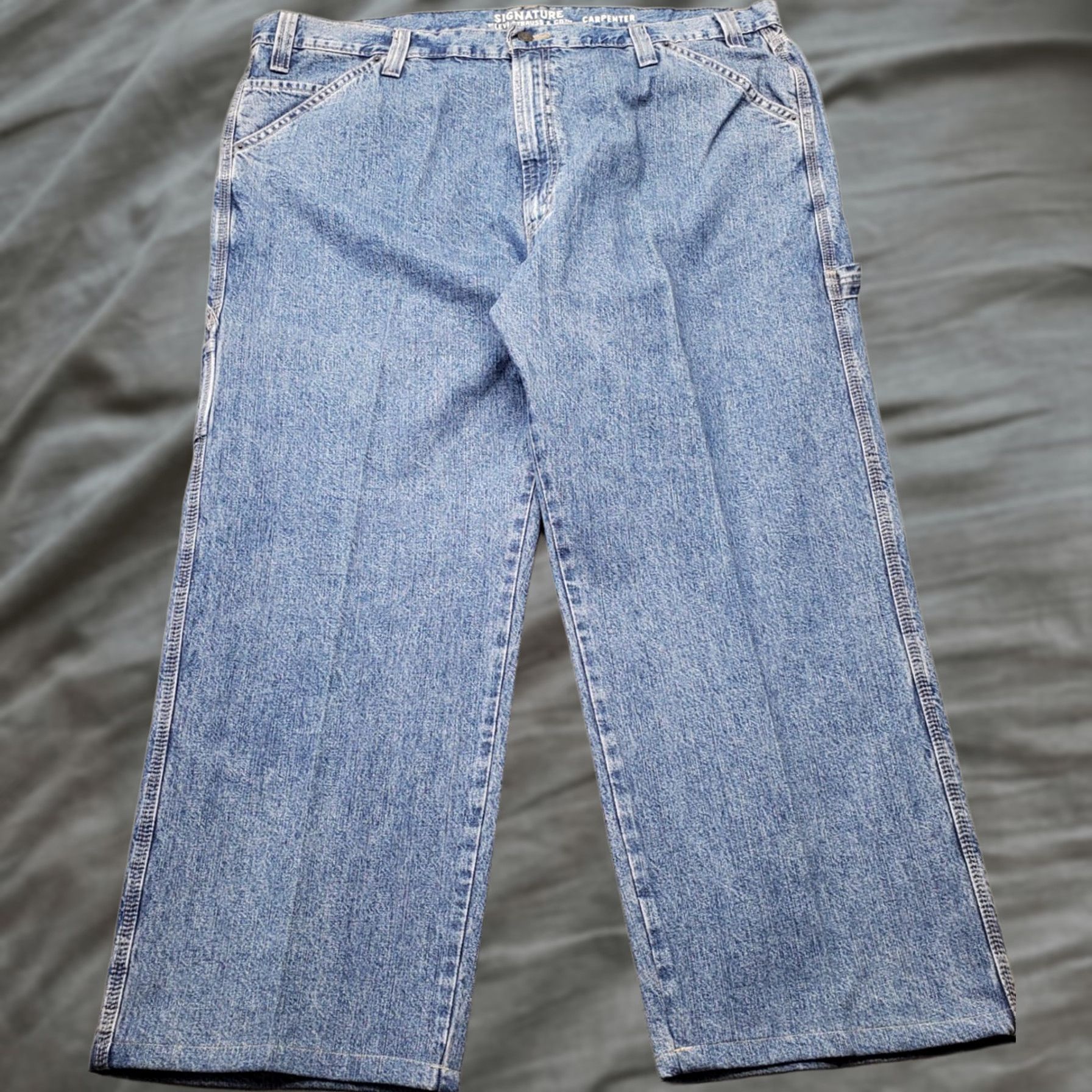 Levi's Levi's Mens Jeans 44x30 Blue Denim Carpenter Wide-Leg Slash Pocket 100% Cotton Size 44 Mens Blue Denim Jeans Size US 44 / EU 60 - 1 Thumbnail