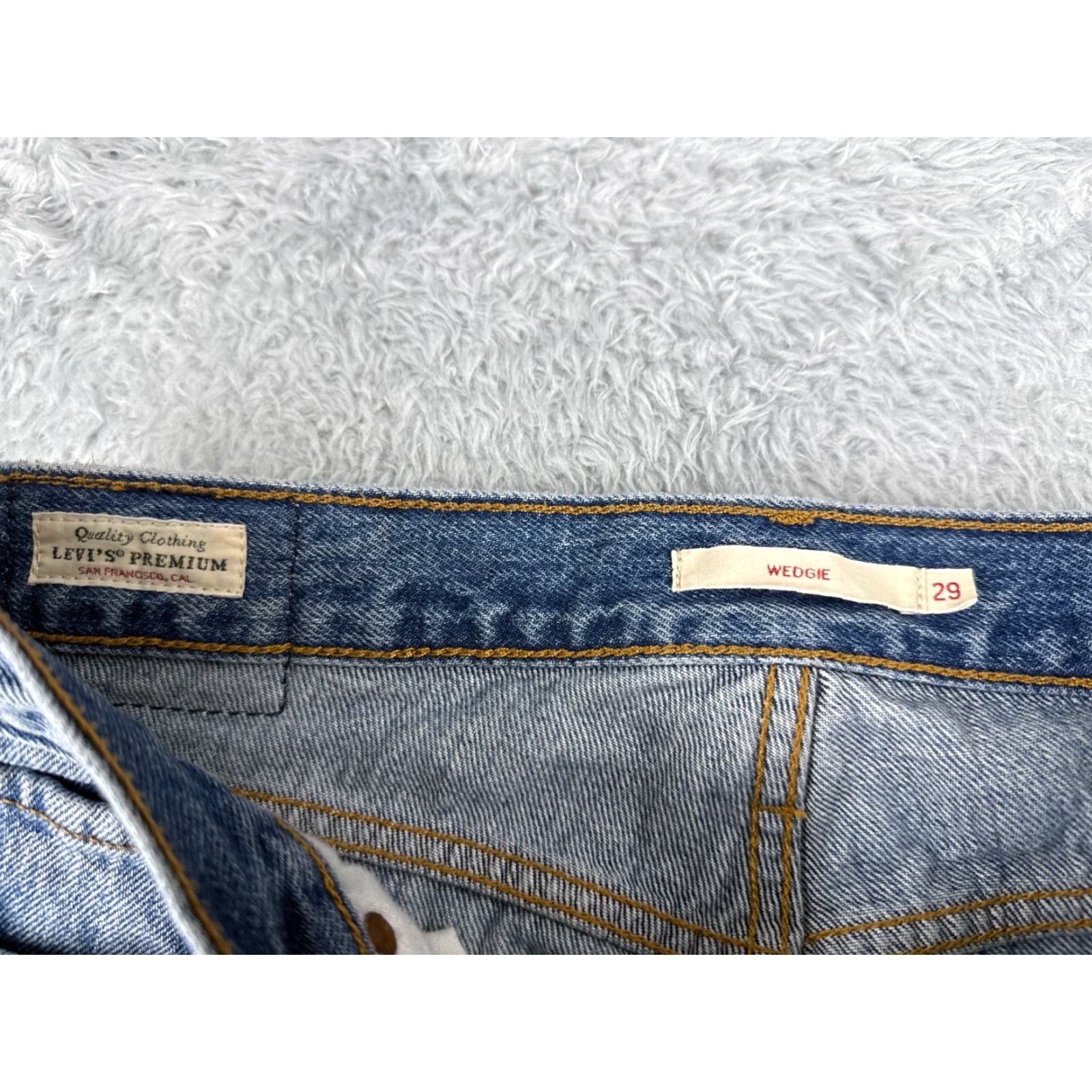 Levi's Levi's Wedgie Fit Jeans Women 29 Blue Denim Distressed Button Fly 29x27 Vintage No Size 29" - 5 Thumbnail