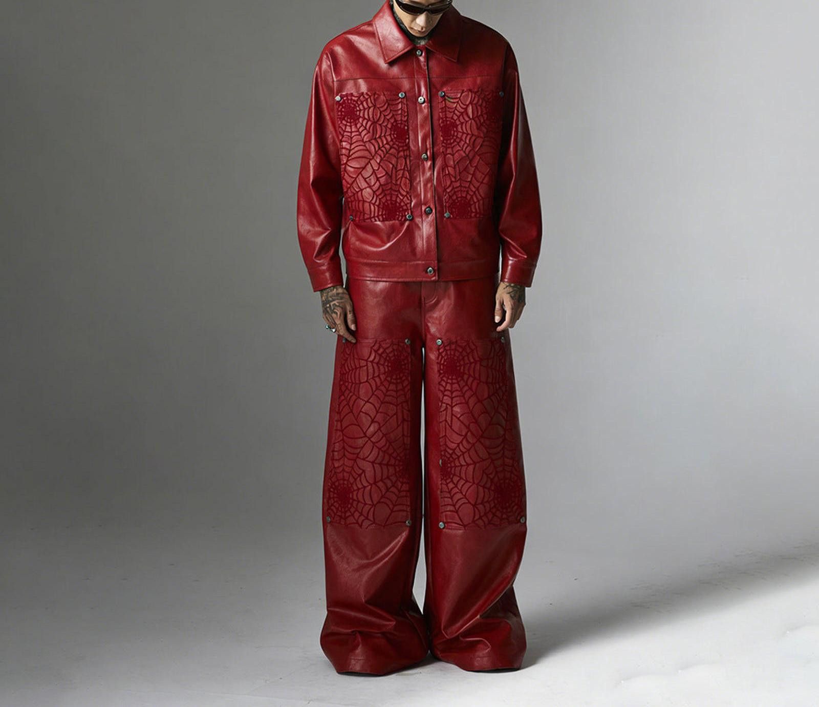 Japanese Brand Spider Leather Jacket with Embossed Web Pattern Size US M / EU 48-50 / 2 - 4 Thumbnail