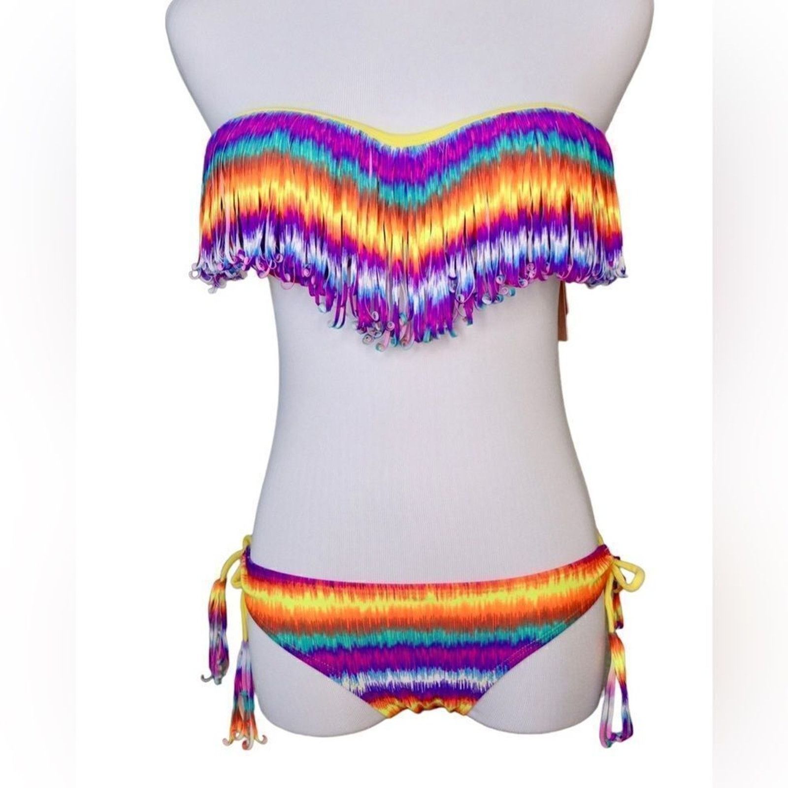 Other Eve's Temptation Psychedelic Fringed Bikini Swimsuit SMALL Size S / US 4 / IT 40 - 1 Thumbnail