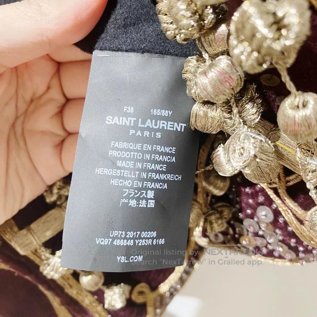 Saint Laurent Paris Saint Laurent Burgundy Embroidered Velvet Jacket. Size S / US 4 / IT 40 - 6 Thumbnail