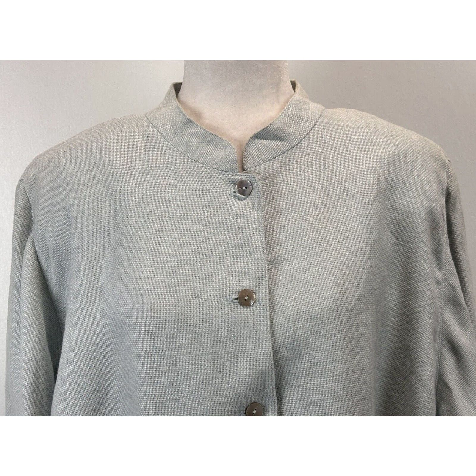 Ellen Tracy Ellen Tracy Women's Gray Blue 100% Linen Jacket Sz 22 Plus Size XXL Extra Large Size 3XL / US 20-22 - 5 Thumbnail