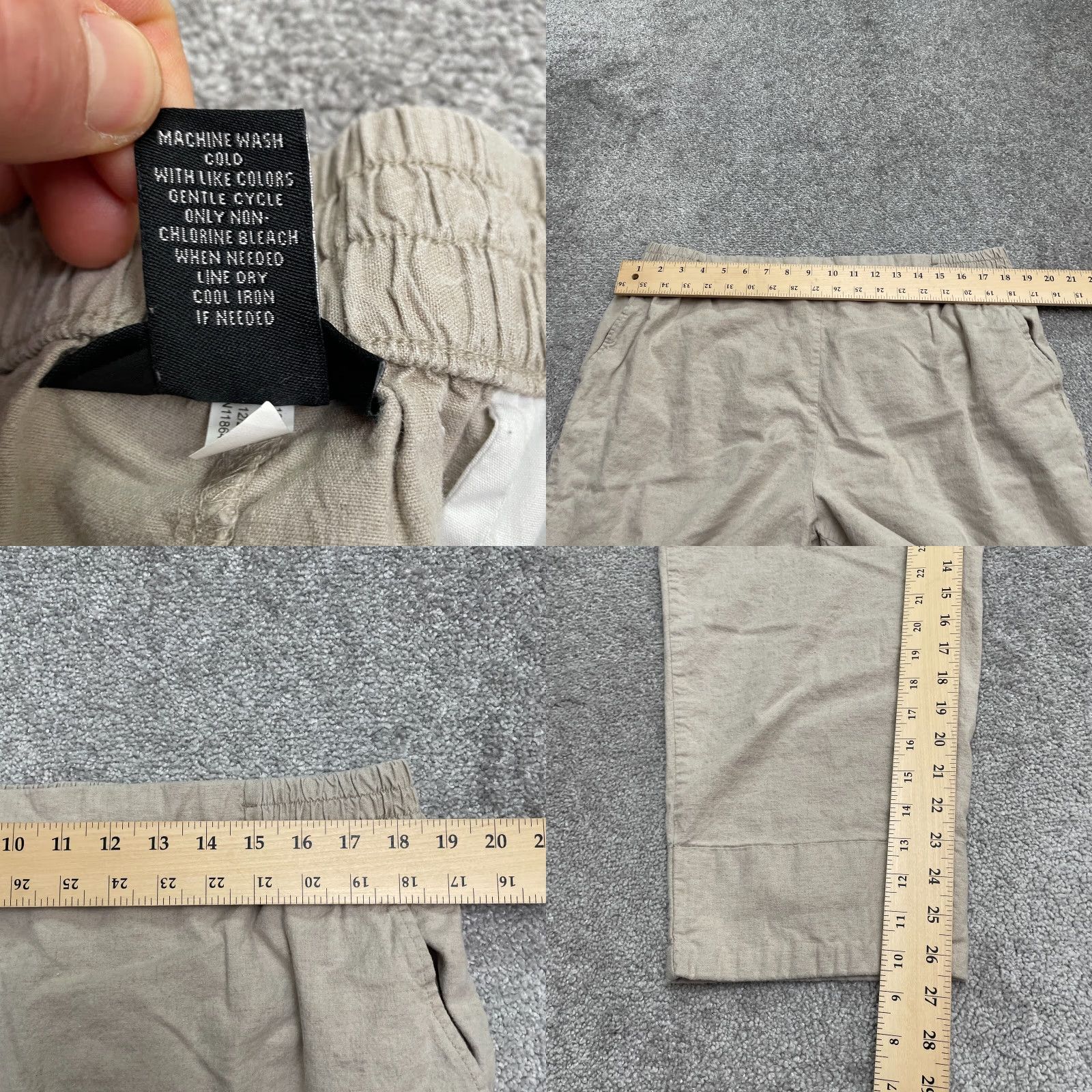 Vintage Lane Bryant Pants Womens 16 Beige Linen Blend Pull On Elastic Straight 37x26.5 Size 38" / US 16 / IT 52 - 8 Thumbnail