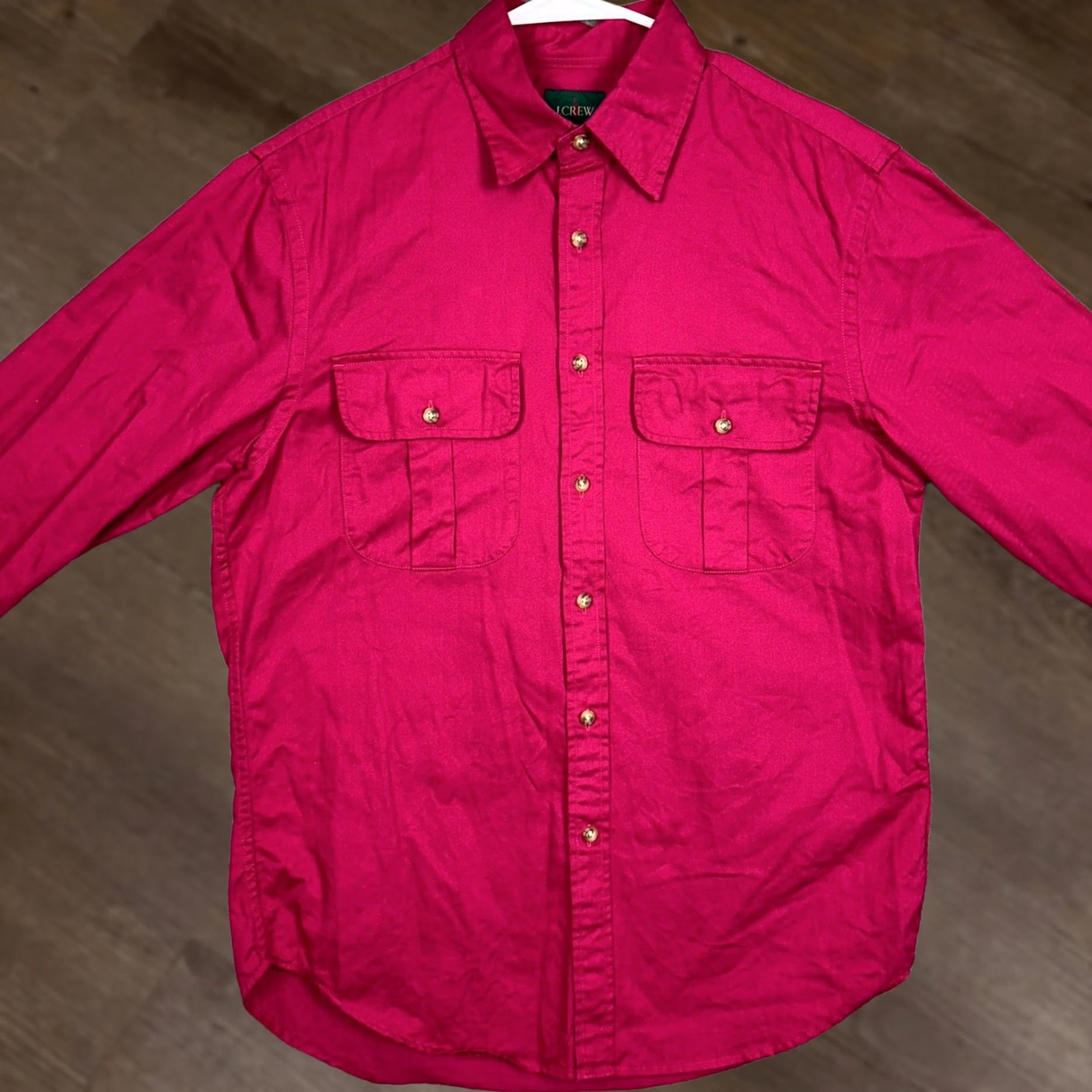 J.Crew J.CREW Shirt Men Small Hot Pink Oarsman Safari Button Up Flap Pocket Long Sleeve Size US S / EU 44-46 / 1 - 1 Thumbnail