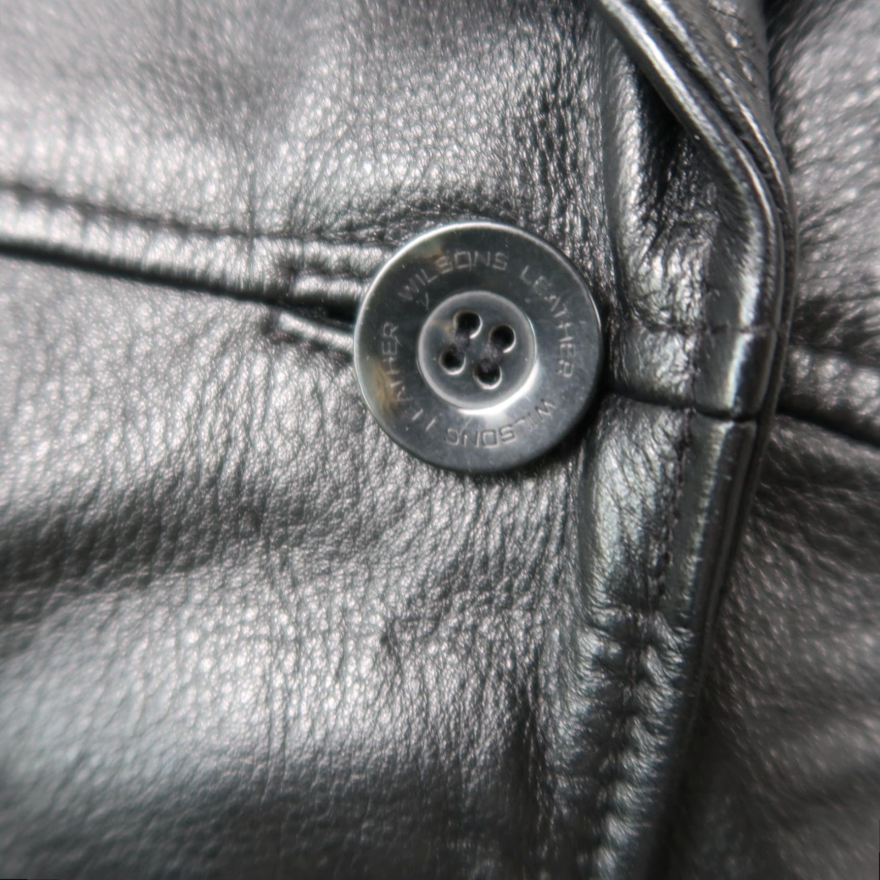Vintage Wilsons Leather Jacket Womens XL Black Button Front Mid Length Tailored Size XL / US 12-14 / IT 48-50 - 6 Thumbnail