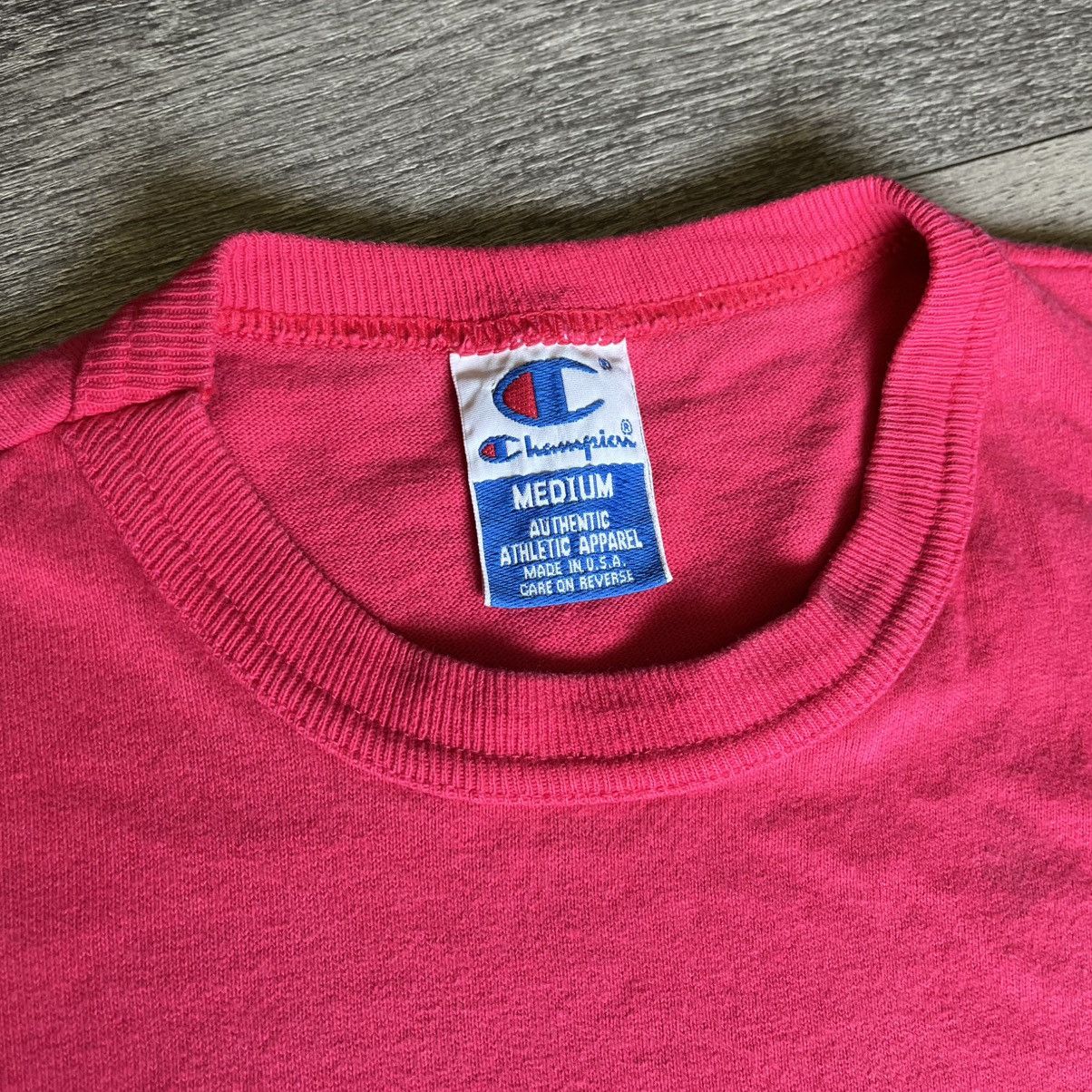Champion Vintage 1990s Champion Small Logo Hot Pink Single Stitch Tee Size US M / EU 48-50 / 2 - 5 Thumbnail