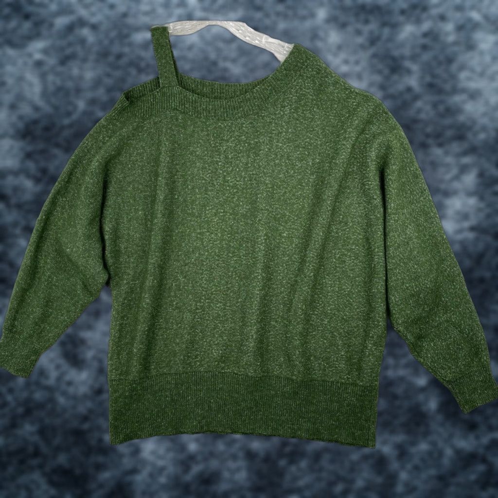 Vintage Maurices Sweater Womens 2XL Green Dolman 3/4 Sleeve Pullover Knit Stretchy Casual Classic Round Neck Shirt Men? Size XXL / US 16-18 / IT 52-54 - 1 Thumbnail