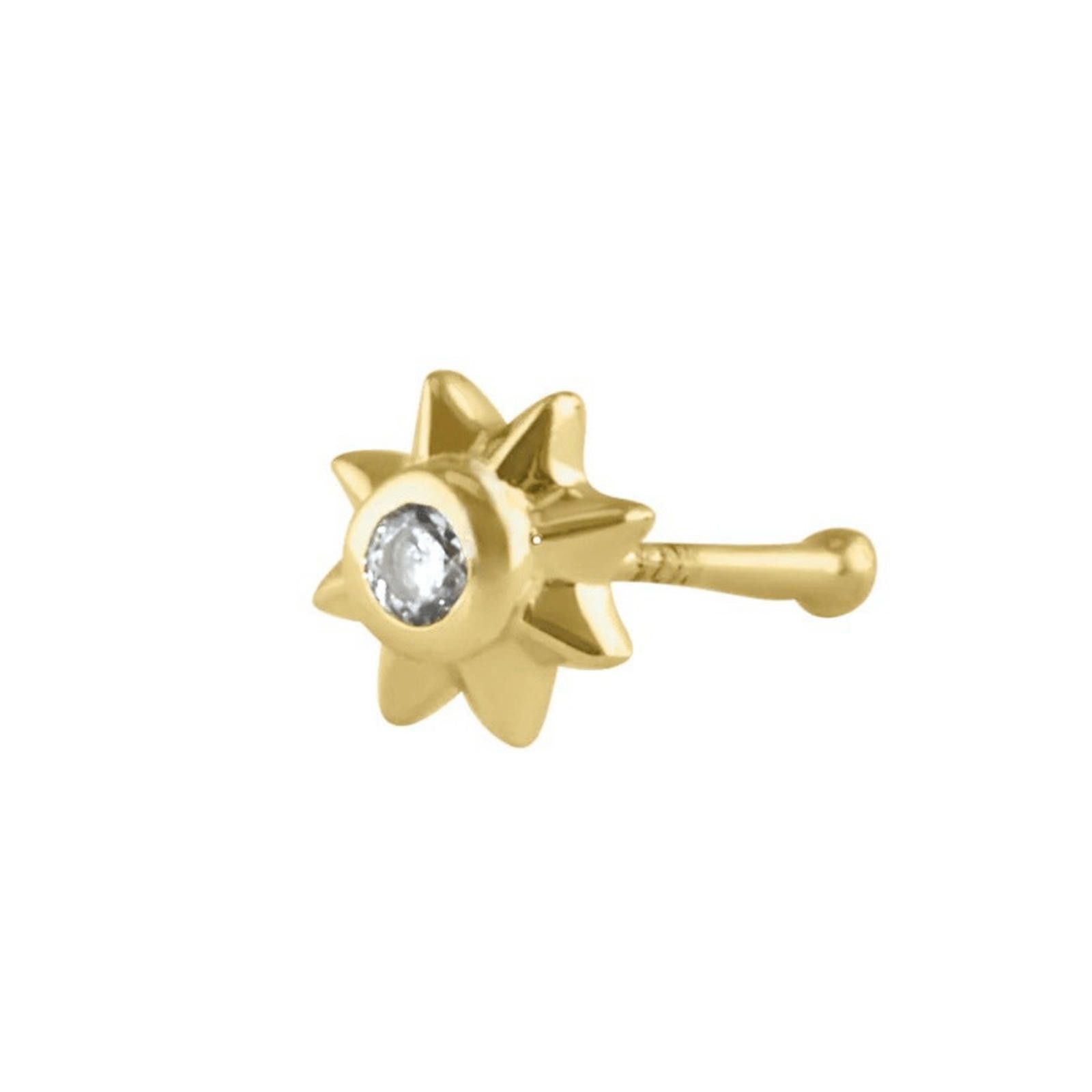 NBDN Nobrandedon Solid 14K Gold Sun CZ Nose Stud New Size ONE SIZE - 1 Thumbnail