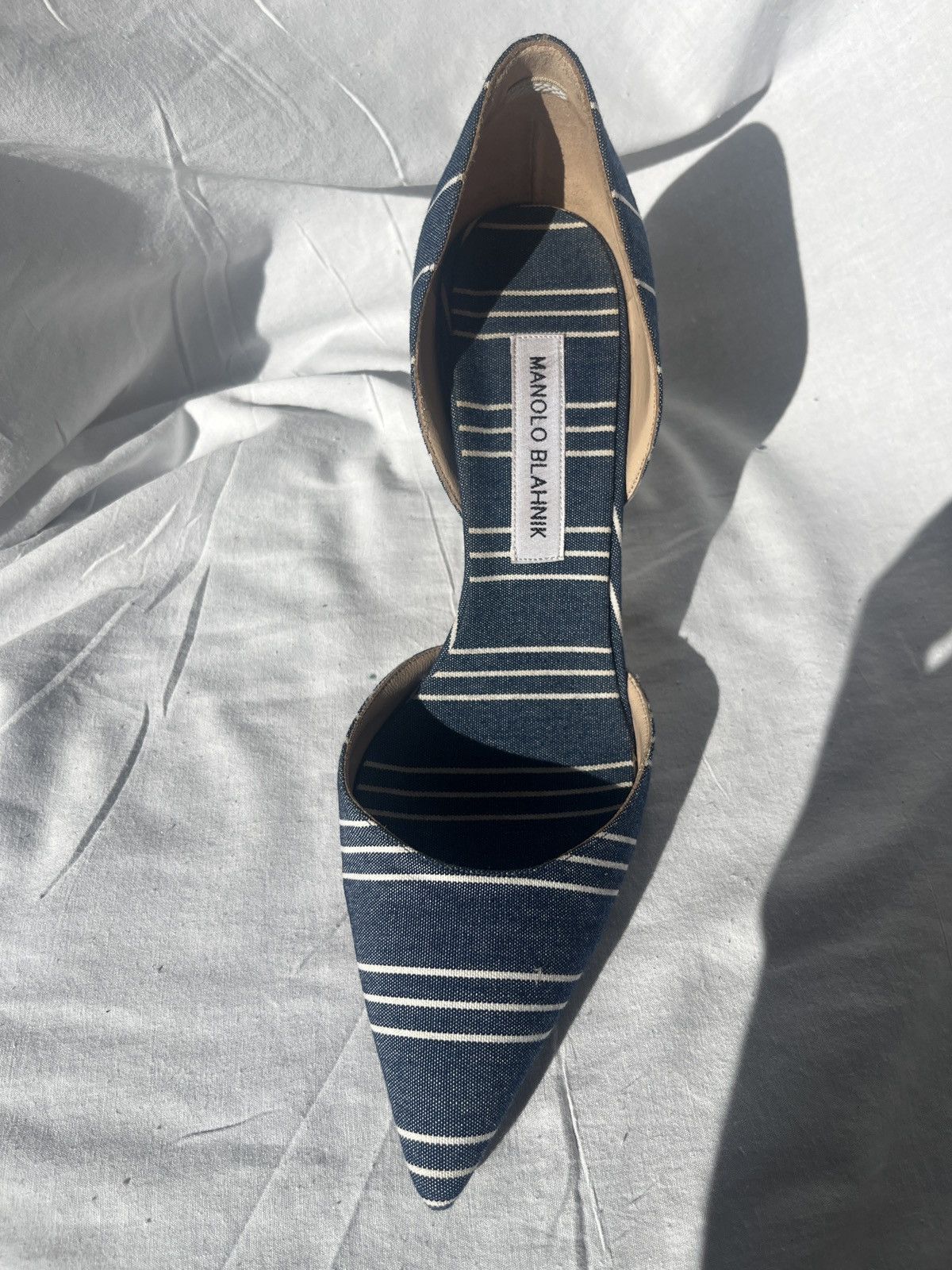 Manolo Blahnik Striped canvas slip on pumps Size US 10 / IT 40 - 15 Thumbnail