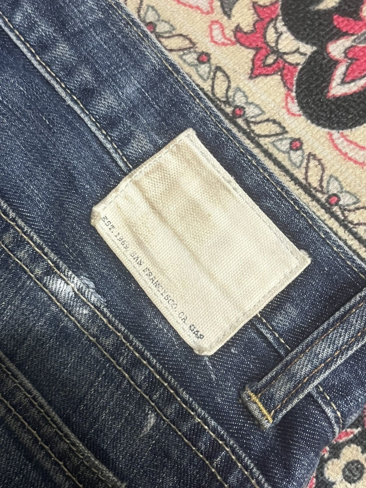 Gap × Yeezy Gap Blue Washed Paint Splattered Distressed Straight Jeans Size US 34 / EU 50 - 10 Thumbnail