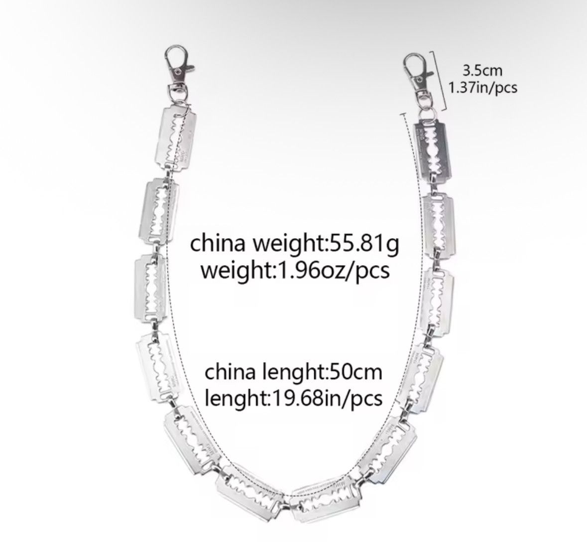 Other Punk Blade Metal Pants Chain Wallet Belt Chain Cross Pendant Size ONE SIZE - 2 Thumbnail
