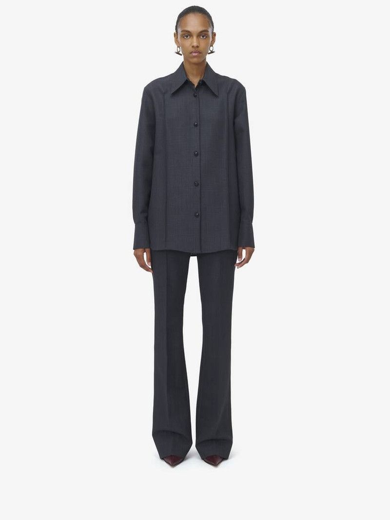 Alexander McQueen o1srvl11e0226 Prince of Wales Shirt In Dark Grey Size XL / US 12-14 / IT 48-50 - 3 Thumbnail