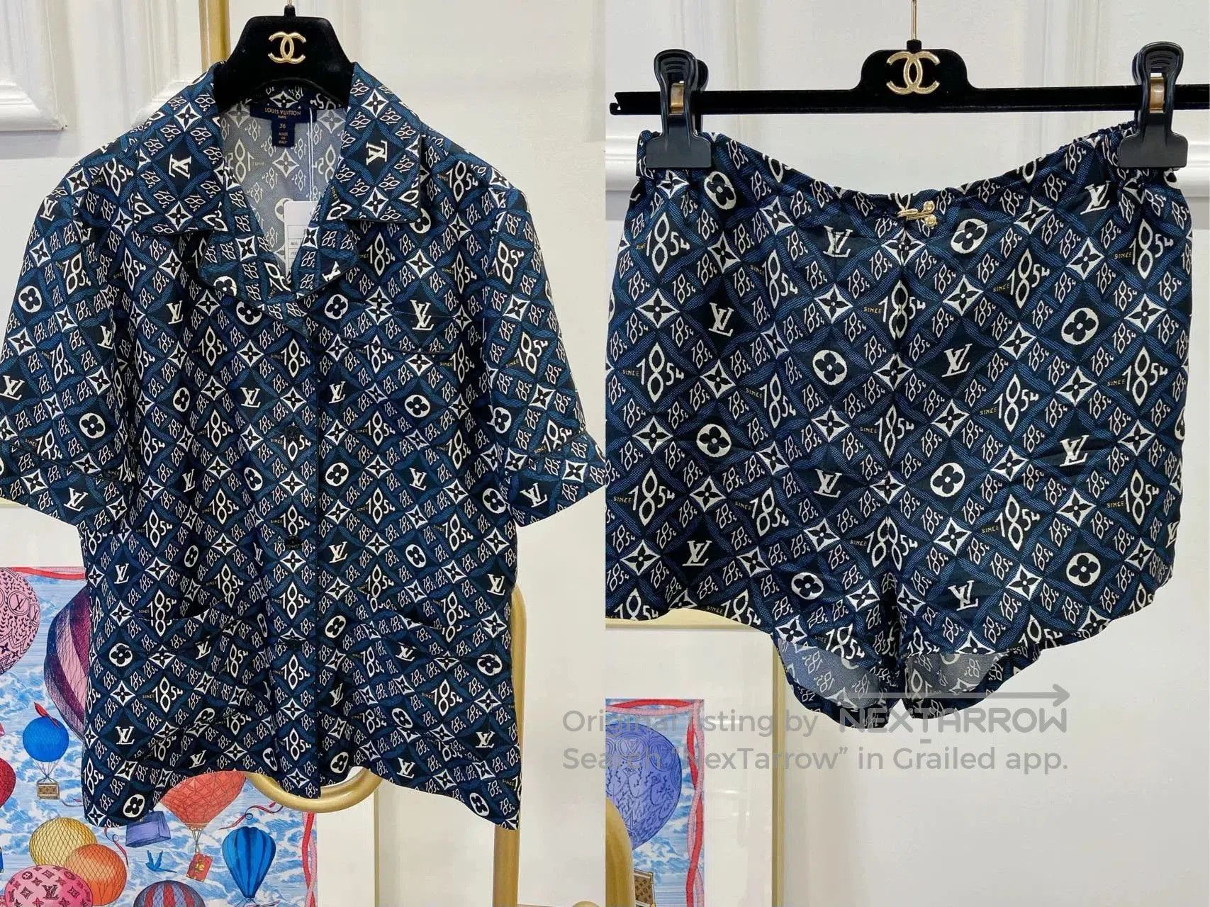 Louis Vuitton Louis Vuitton Logo Silk Shirt Set. Size XS / US 0-2 / IT 36-38 - 3 Thumbnail