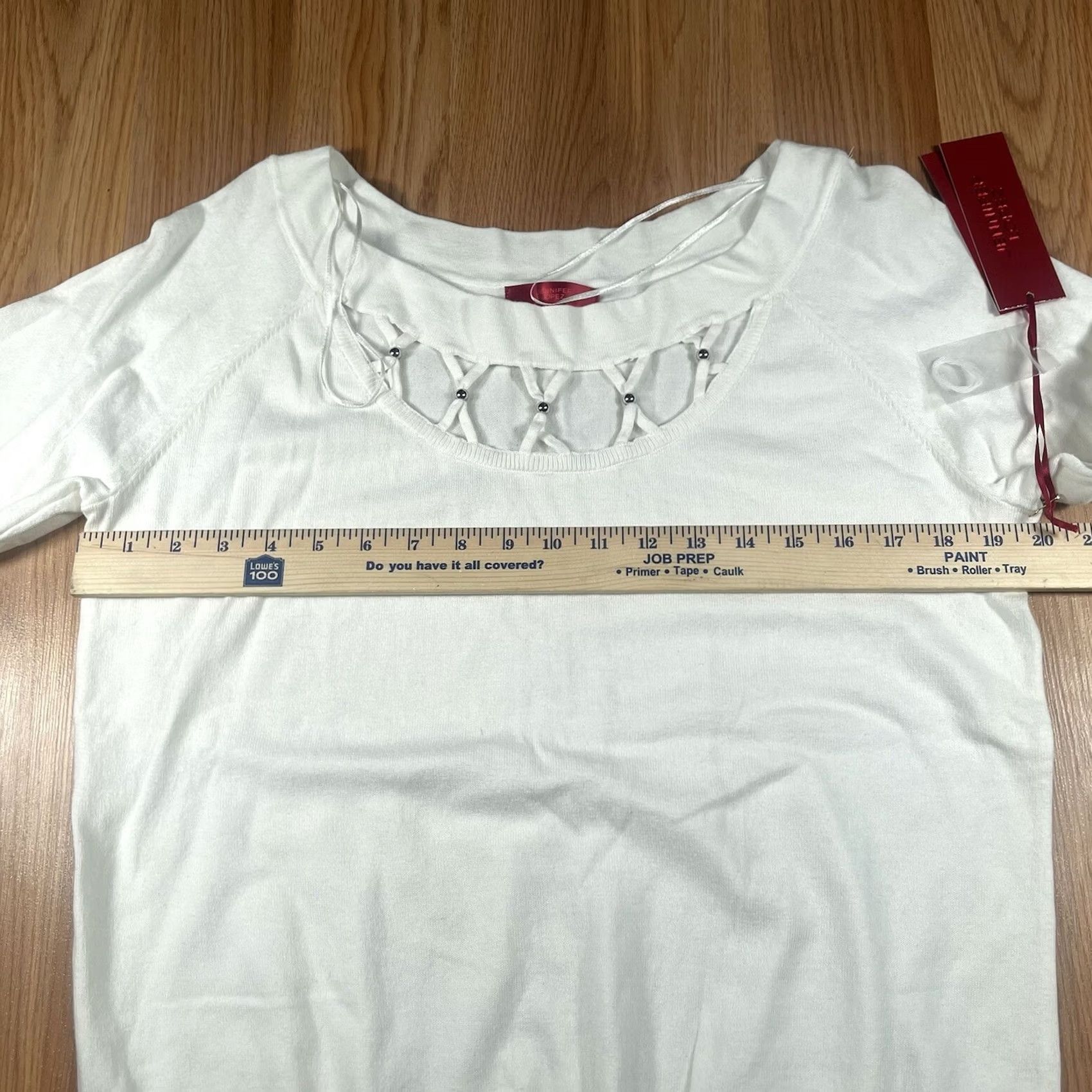 Vintage Jennifer Lopez Knit Sweater Womens XL White Cut Out Round Neck NWT Size XL / US 12-14 / IT 48-50 - 5 Thumbnail