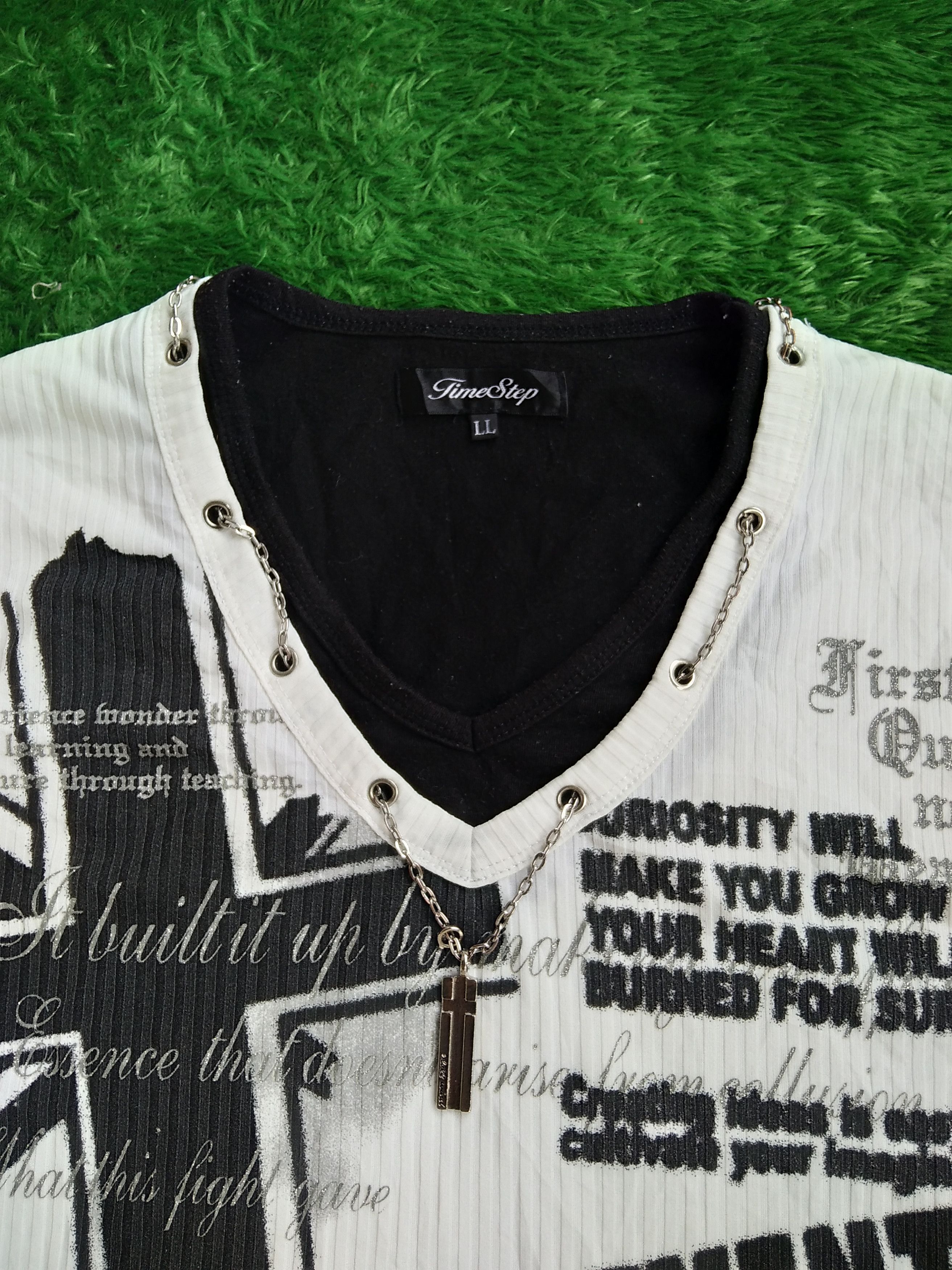 If Six Was Nine × Japanese Brand × Le Grande Bleu (L.G.B.) Vtg Time Step Double Layered Necklace Punk Skull T shirt Size US L / EU 52-54 / 3 - 5 Thumbnail