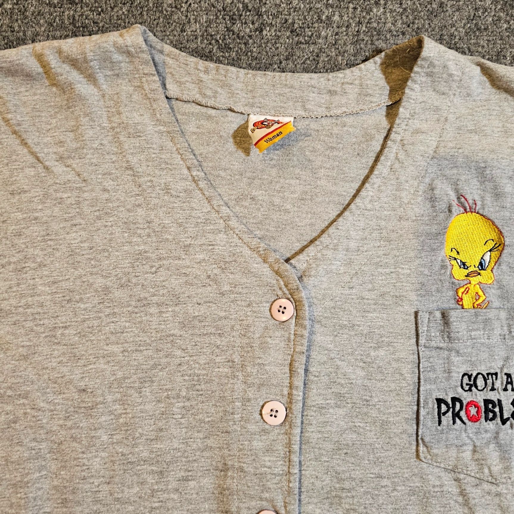 Vintage VINTAGE Looney Tunes Shirt Womens XL Gray Tweety Bird Button Up Raglan 2000 Size XL / US 12-14 / IT 48-50 - 2 Thumbnail