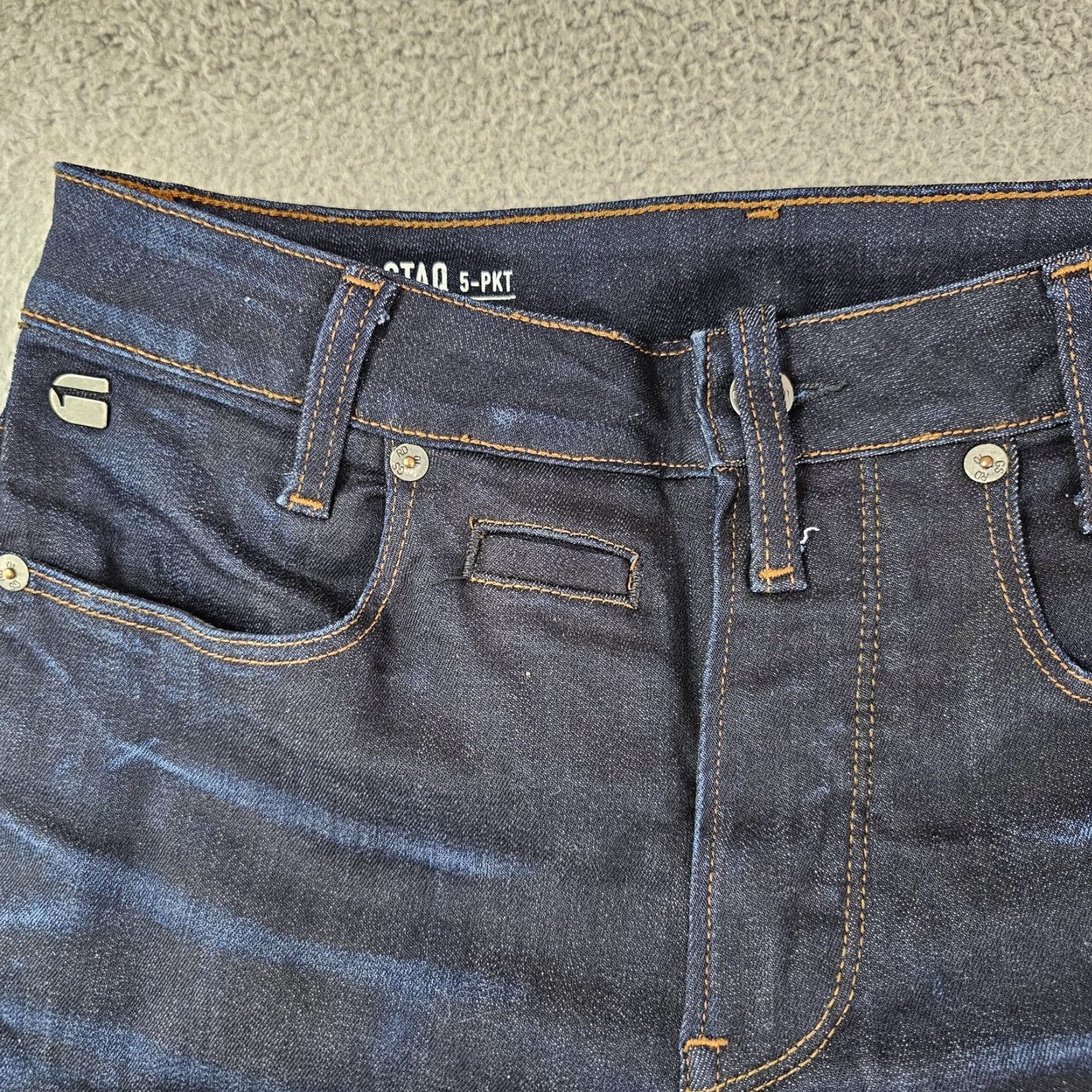 Vintage G-Star RAW Jeans Mens 29x26 Dark Blue D-Staq Slim Fit Button Fly Denim Jeans Size US 29 - 3 Thumbnail
