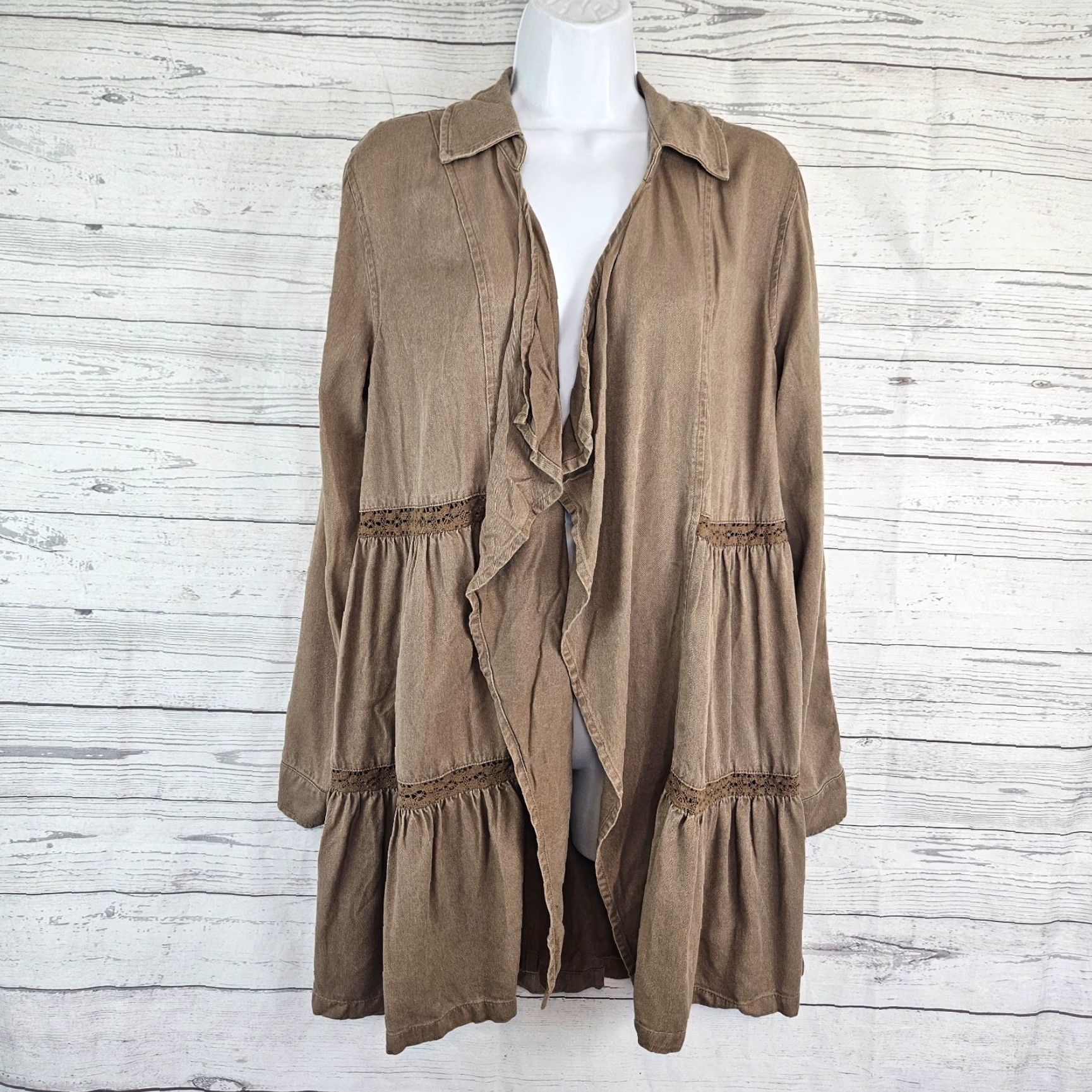 Vintage Knox Rose Womens Jacket Open Front Solid Brown Long Sleeve Rayon Sz Small Size S / US 4 / IT 40 - 2 Thumbnail