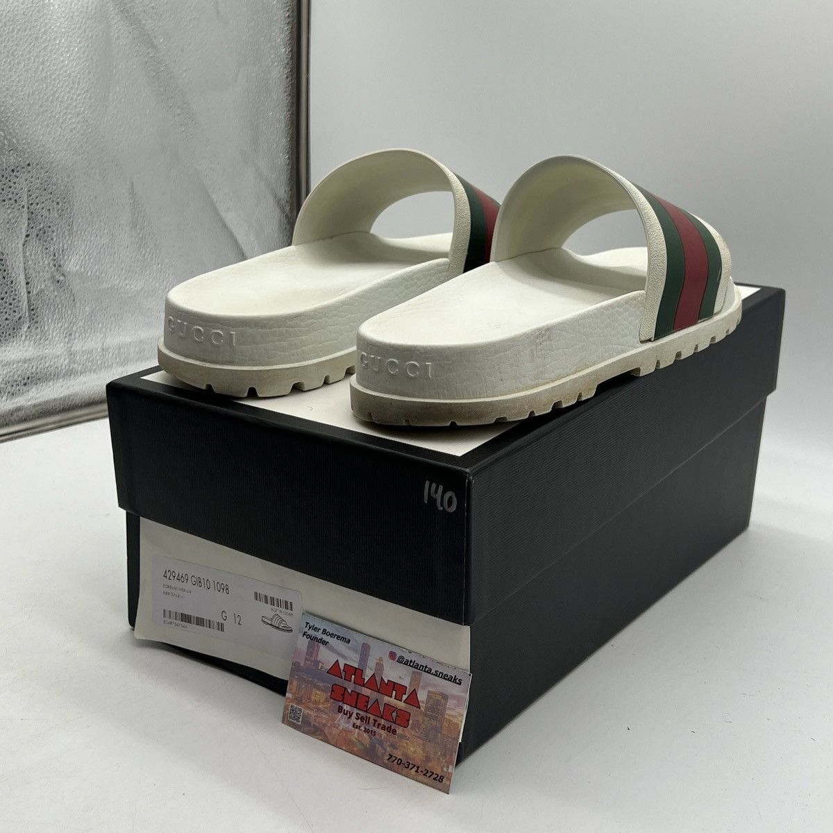 Gucci Gucci web slide white Size US 12 / EU 45 - 5 Thumbnail