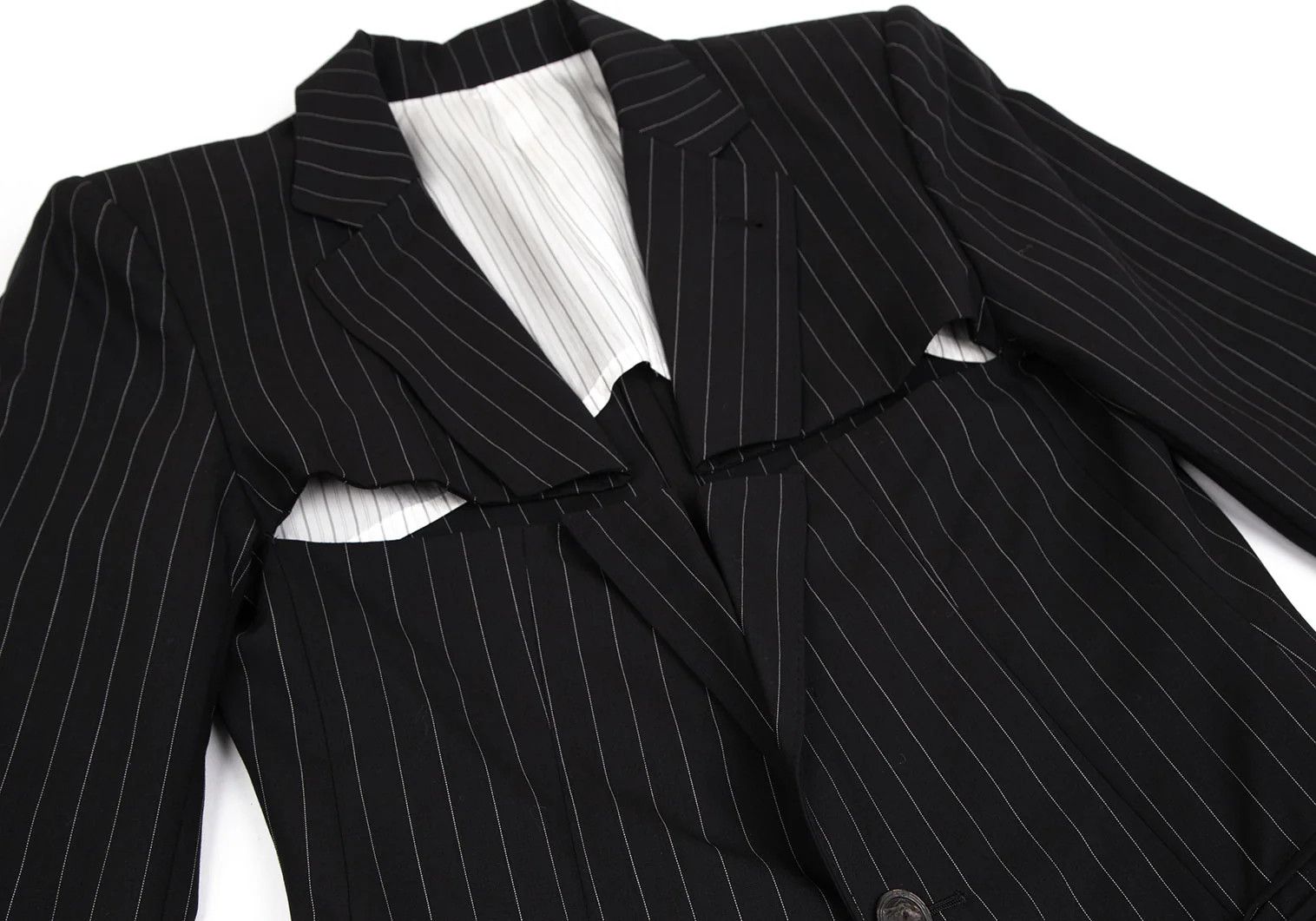 Jean Paul Gaultier Wool Stripe Jacket in Black, Size 48 Size US M / EU 48-50 / 2 - 6 Thumbnail