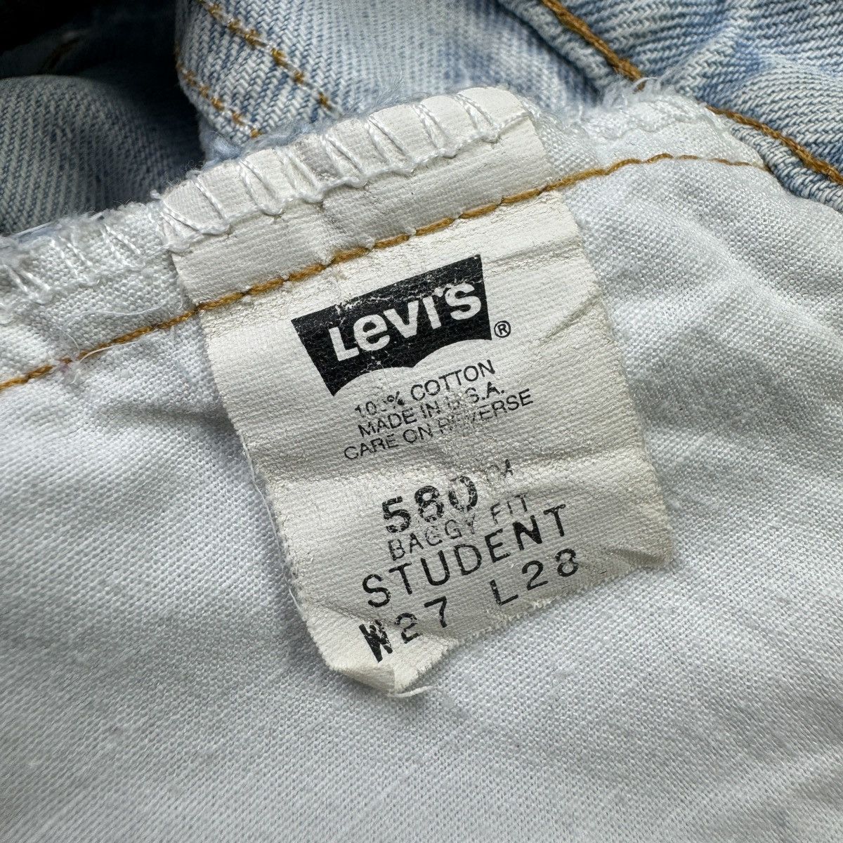 Levi's × Vintage 💥Vintage 90s Levis 580 Student Baggy Fit Sick Blue Wash Jean Size US 28 / EU 44 - 17 Thumbnail