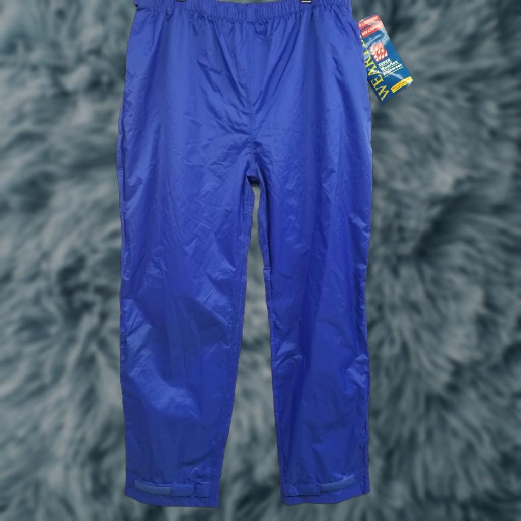 Vintage WEARTEX Rain Pants Navy Blue Waterproof 2XL NWT Nylon Windproof Adjustable Waist Pockets Workwear Outdoor Mens Pants Size US 39 - 1 Thumbnail