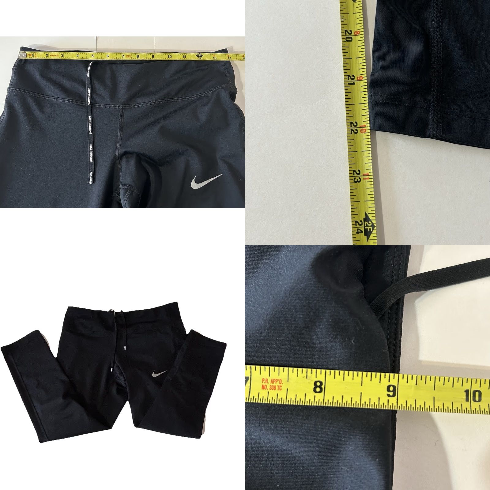 Nike VINTAGE? No. Nike Running Leggings Women M Black Dri Fit Drawstrings Yoga Workout 28x22 Nike Logo Zipper Back Pocket Size 32" / US 10 / IT 46 - 10 Thumbnail