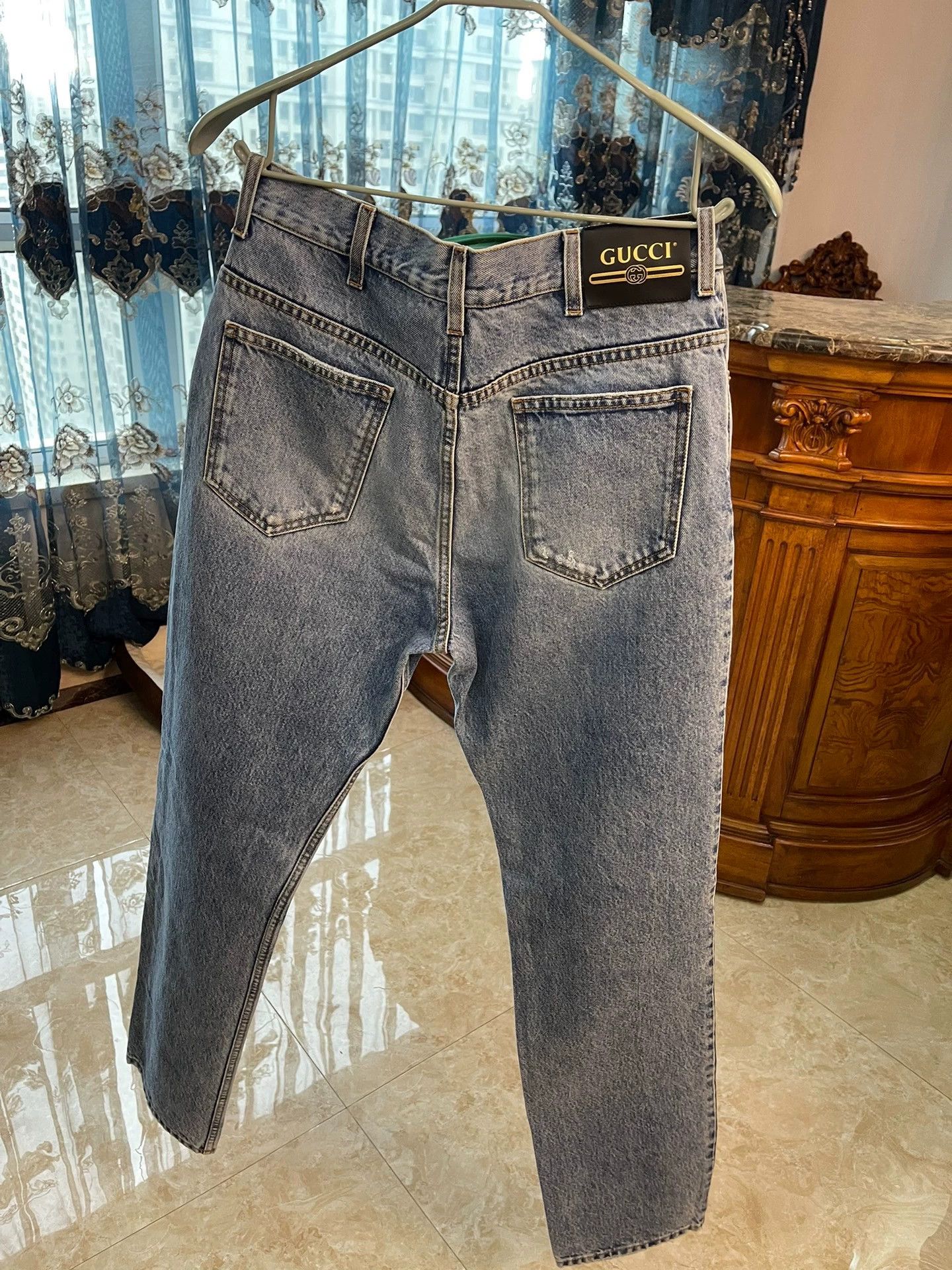 Gucci Gucci Light Blue Distressed Pants 34 (New, Logo Patch) Size US 34 / EU 50 - 2 Thumbnail