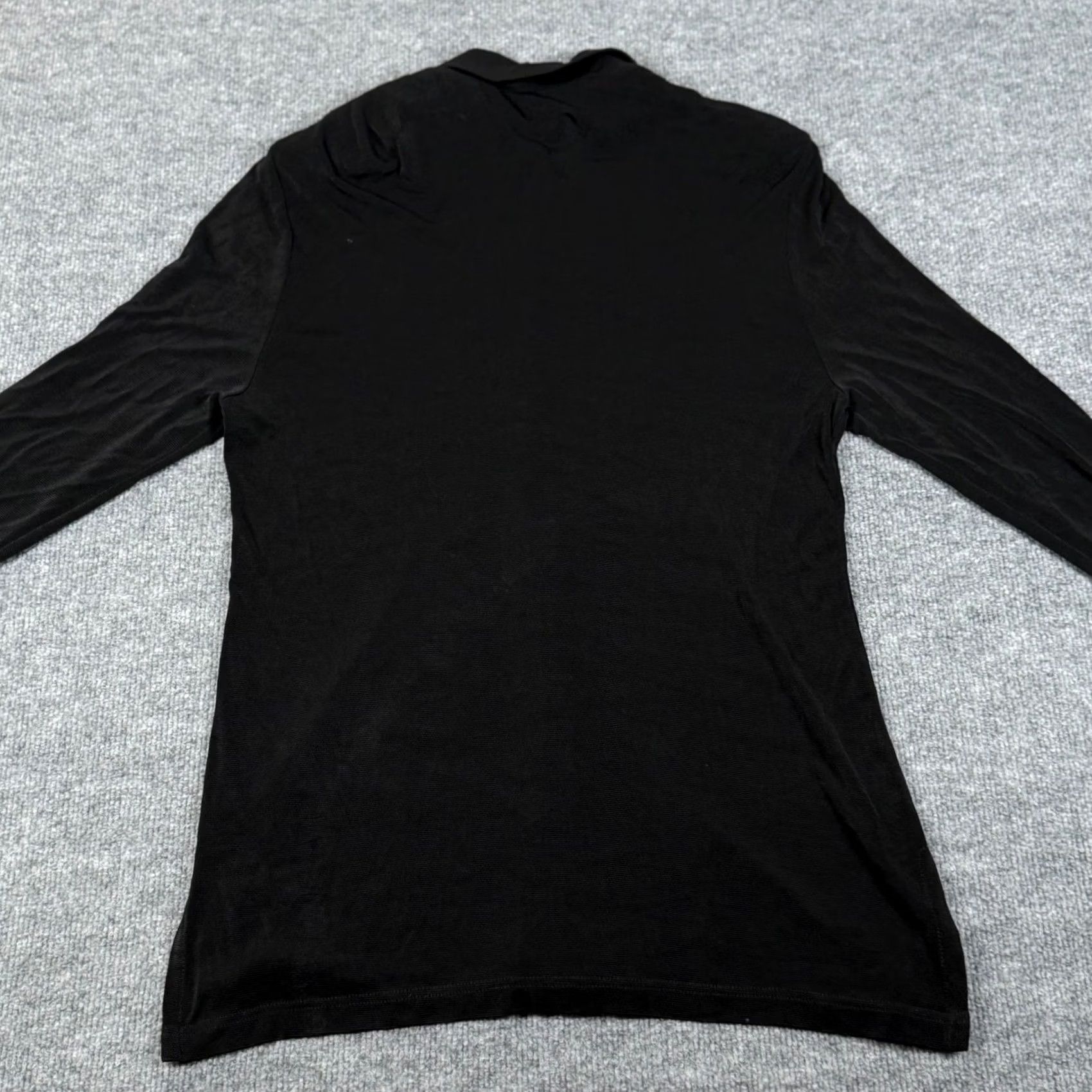 Vintage Womens Medium LS Collared Button Up Shirt Oversized Tunic Workwear Black Solid Size M / US 6-8 / IT 42-44 - 3 Thumbnail