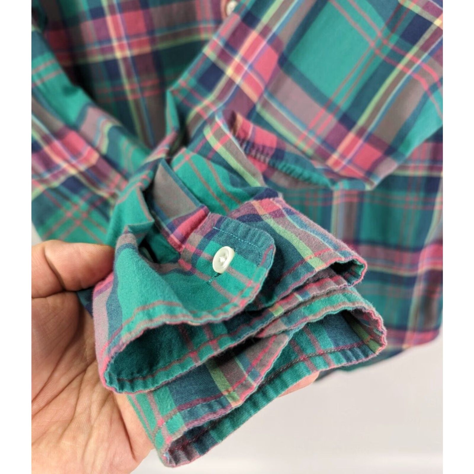 J.Crew VINTAGE J.CREW Shirt Men’s Long Sleeve Plaid Button-Down Teal Pink 90s Size US M / EU 48-50 / 2 - 2 Thumbnail